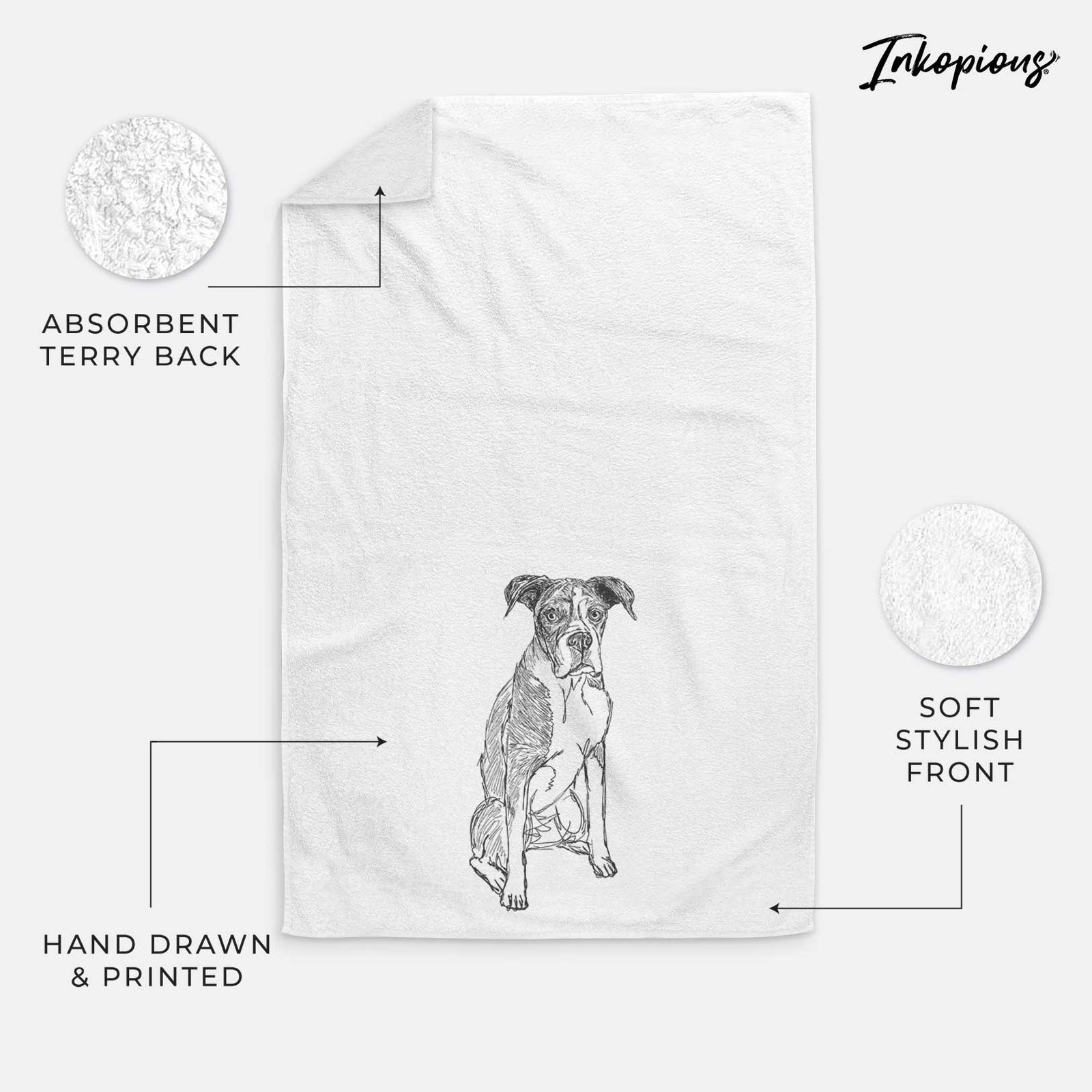 Doodled Dizzy the Boxer Decorative Hand Towel
