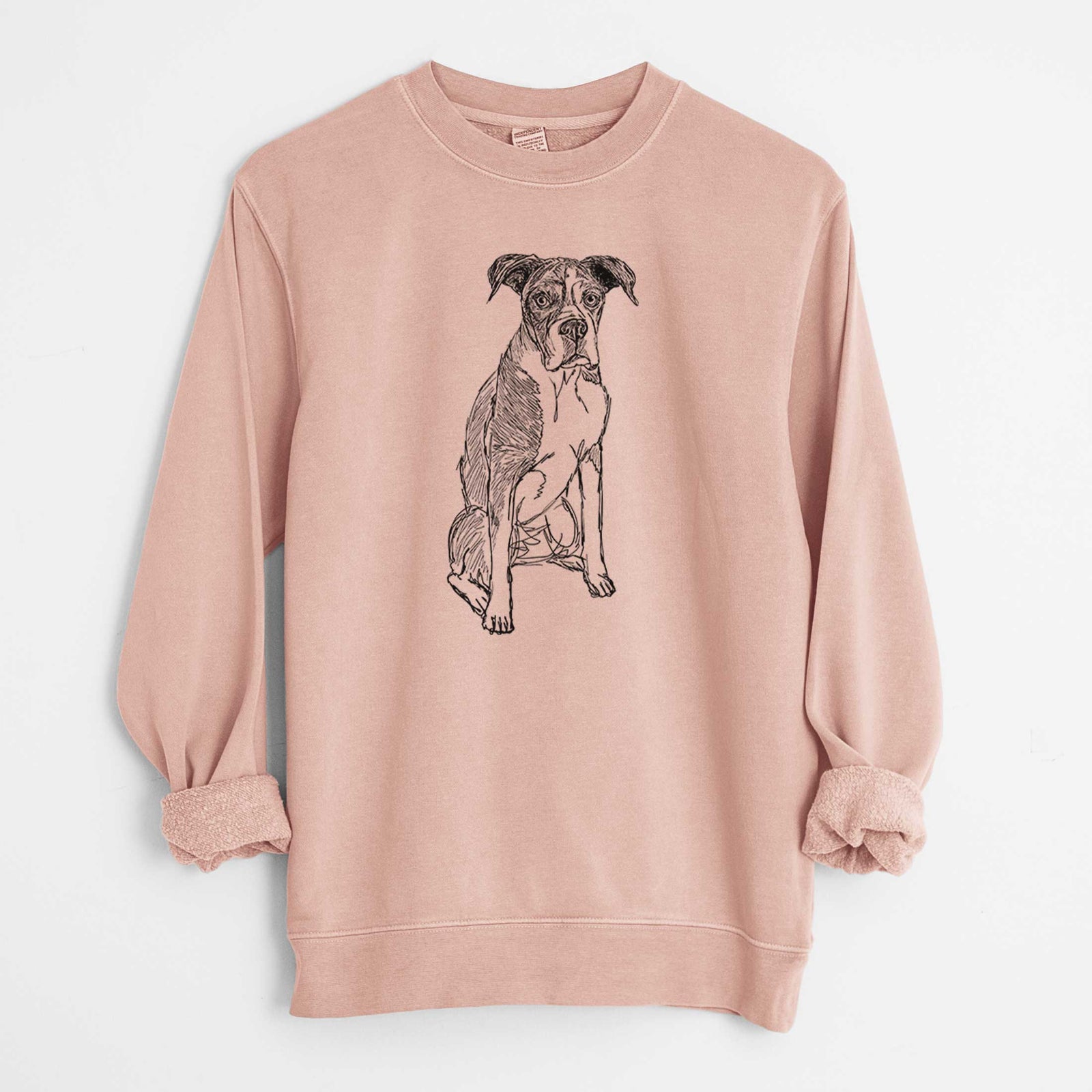 Doodled Dizzy the Boxer - Unisex Pigment Dyed Crew Sweatshirt