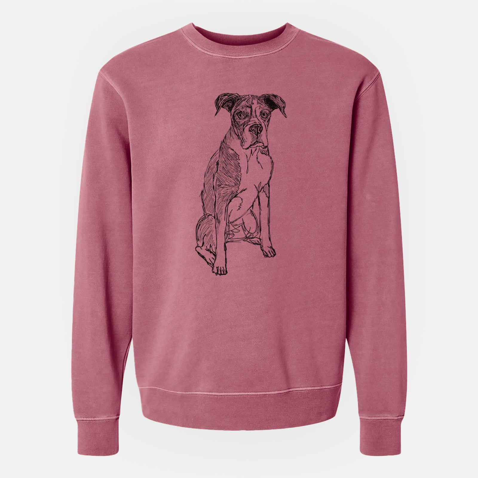 Doodled Dizzy the Boxer - Unisex Pigment Dyed Crew Sweatshirt
