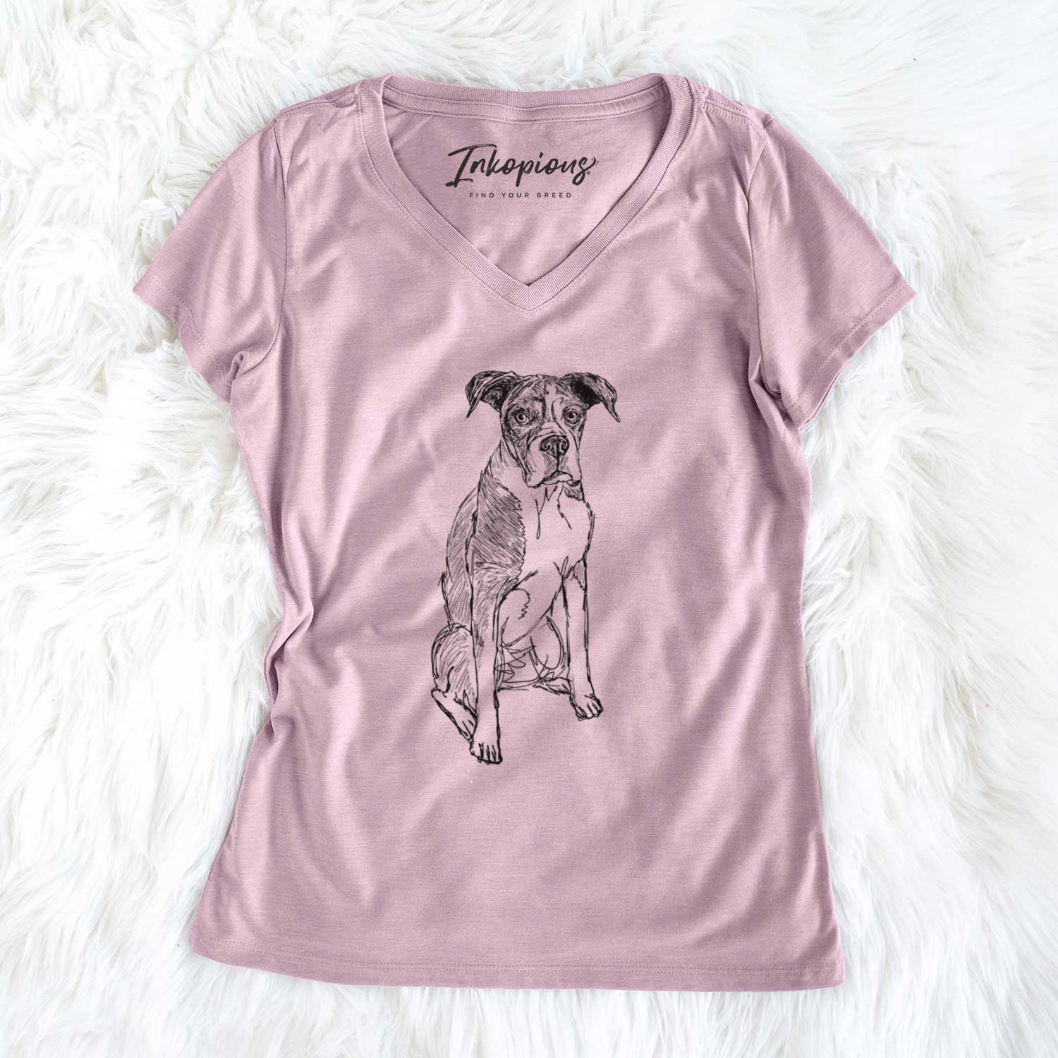 Doodled Dizzy the Boxer - Women's V-neck Shirt