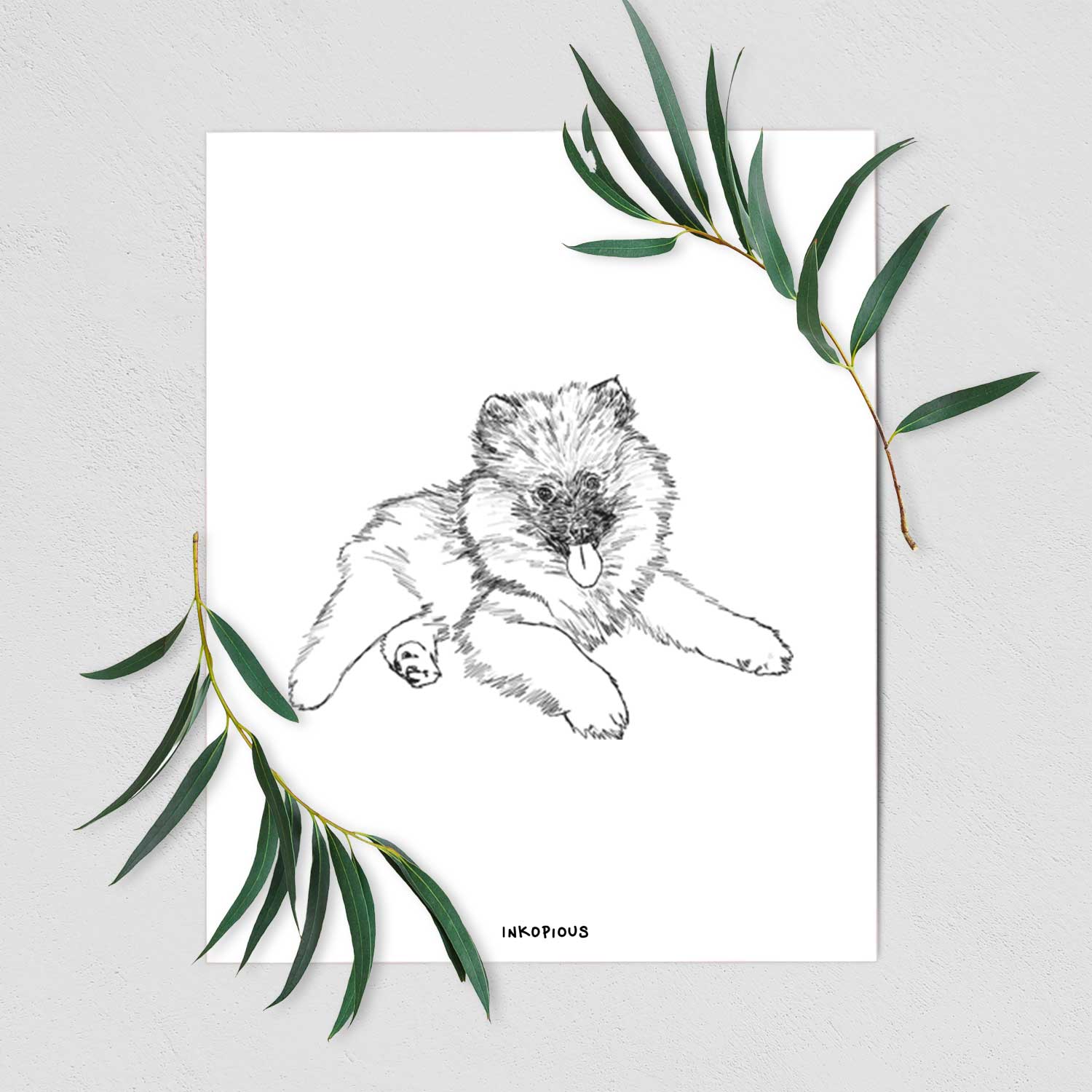 Doodled Double Bubble the Keeshond Puppy Art Print