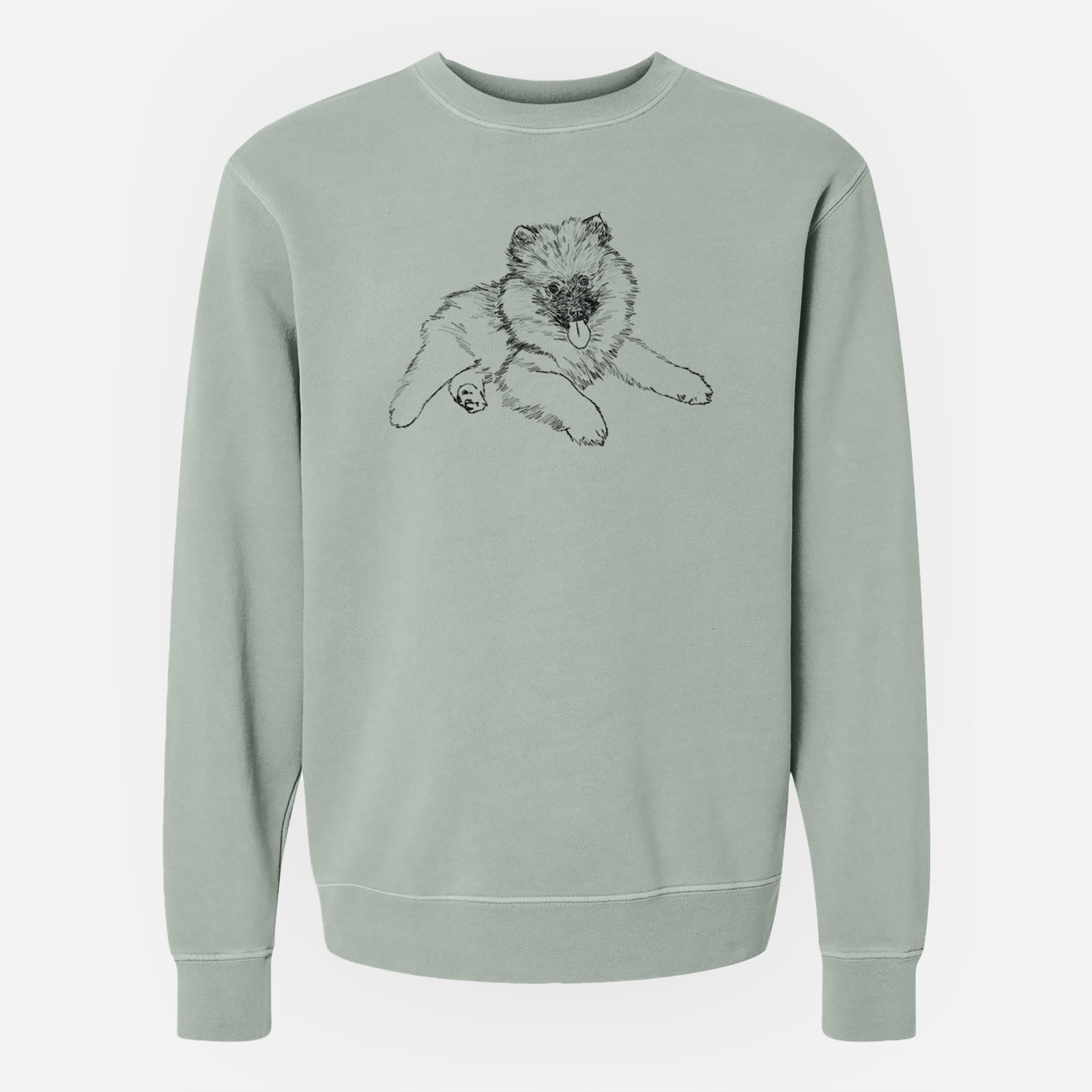 Doodled Double Bubble the Kesshond Puppy - Unisex Pigment Dyed Crew Sweatshirt