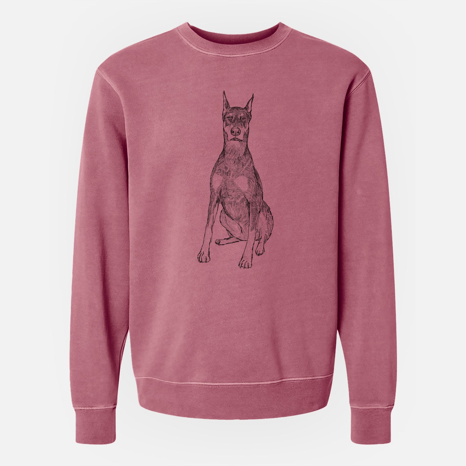 Doodled Drake the Doberman Pinscher - Unisex Pigment Dyed Crew Sweatshirt