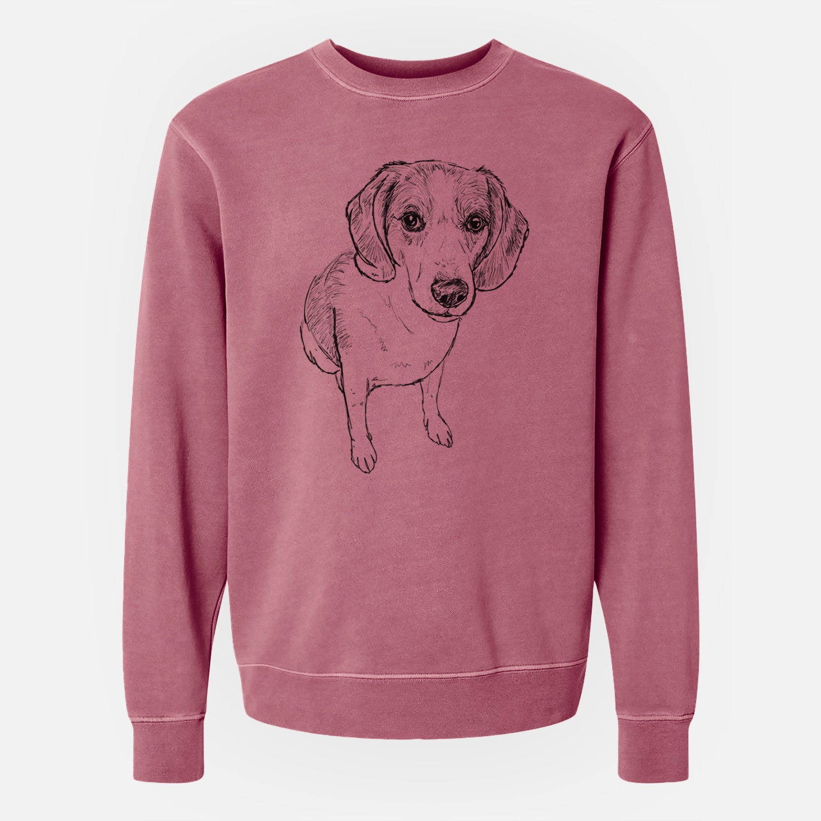 Doodled the Beagle Walker Hound Mix - Unisex Pigment Dyed Crew Sweatshirt