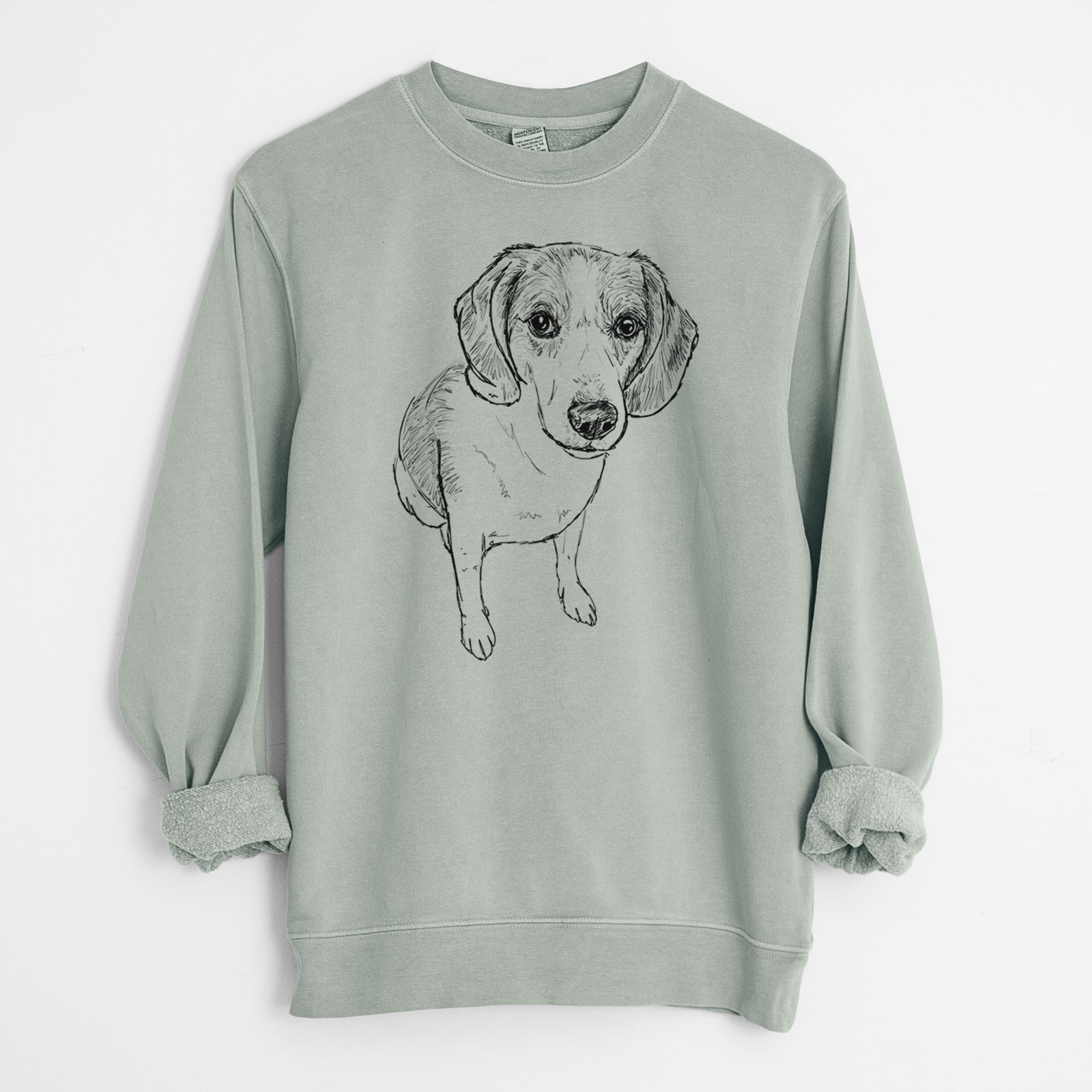 Doodled the Beagle Walker Hound Mix - Unisex Pigment Dyed Crew Sweatshirt