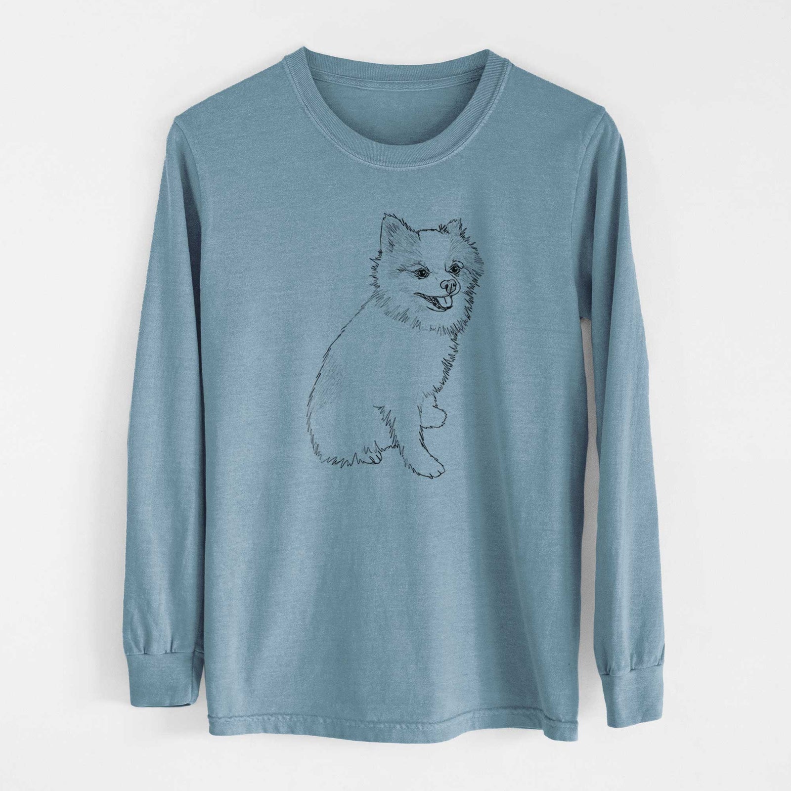 Doodled Edison the Pomeranian - Heavyweight 100% Cotton Long Sleeve