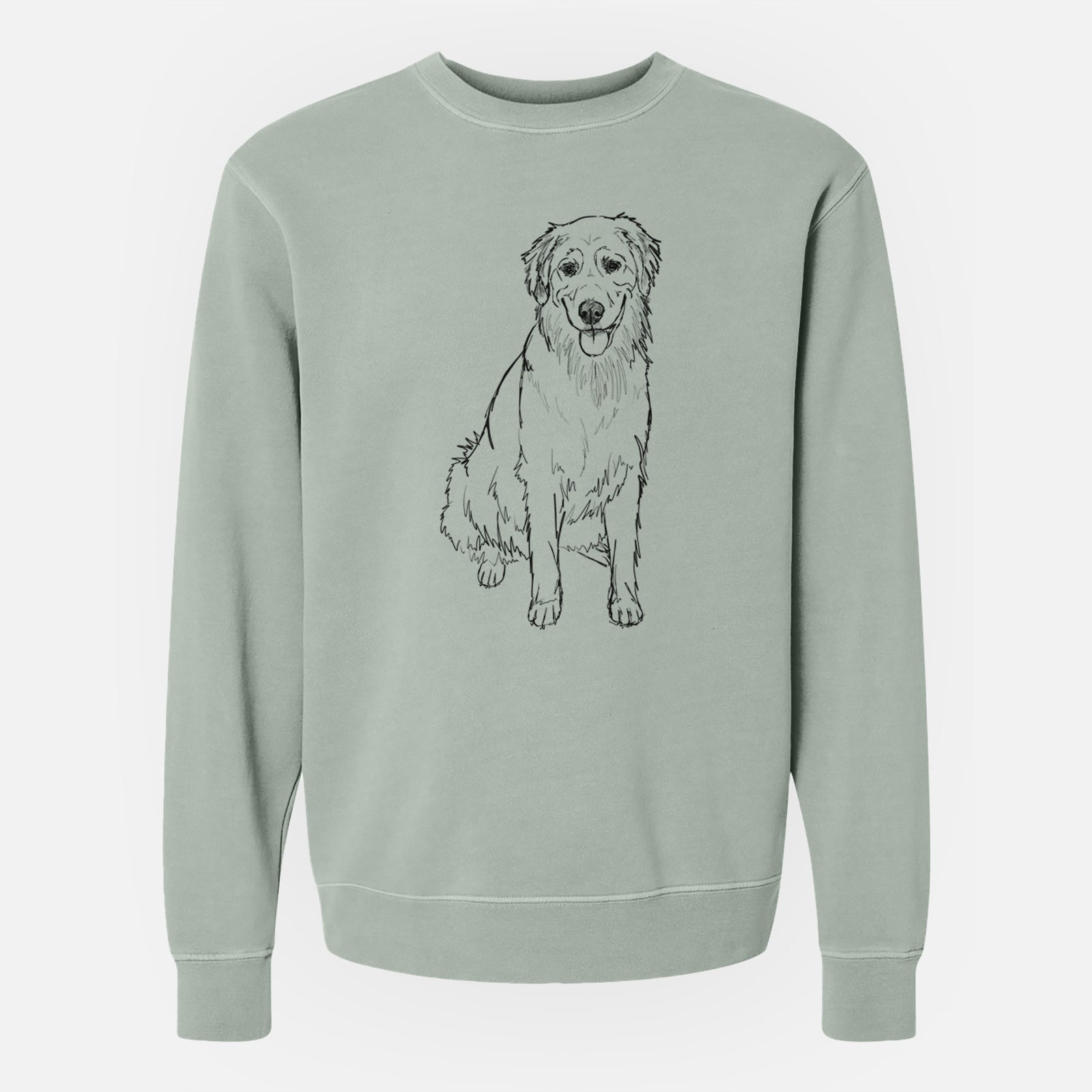 Doodled Ella the Golden Retriever - Unisex Pigment Dyed Crew Sweatshirt