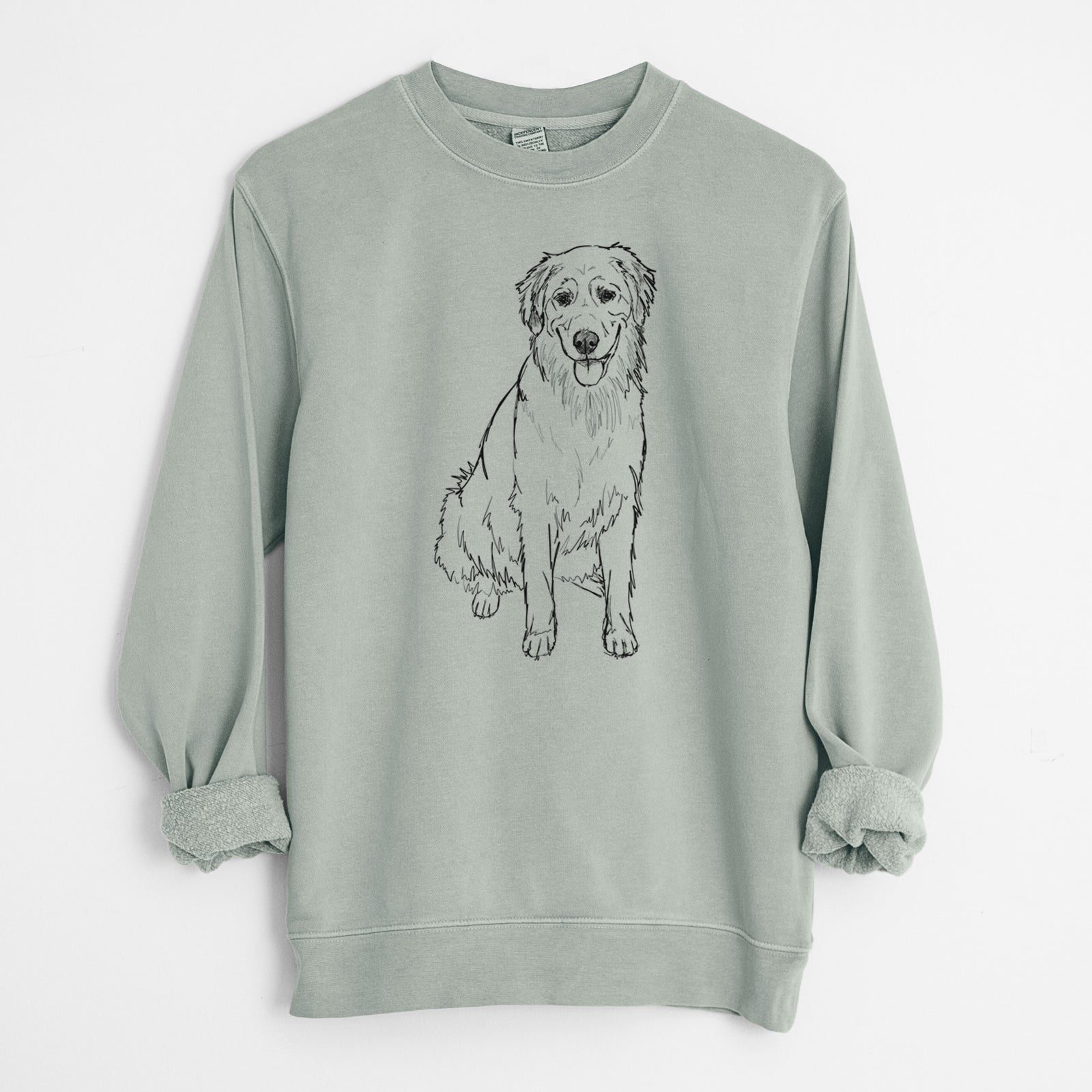 Doodled Ella the Golden Retriever - Unisex Pigment Dyed Crew Sweatshirt