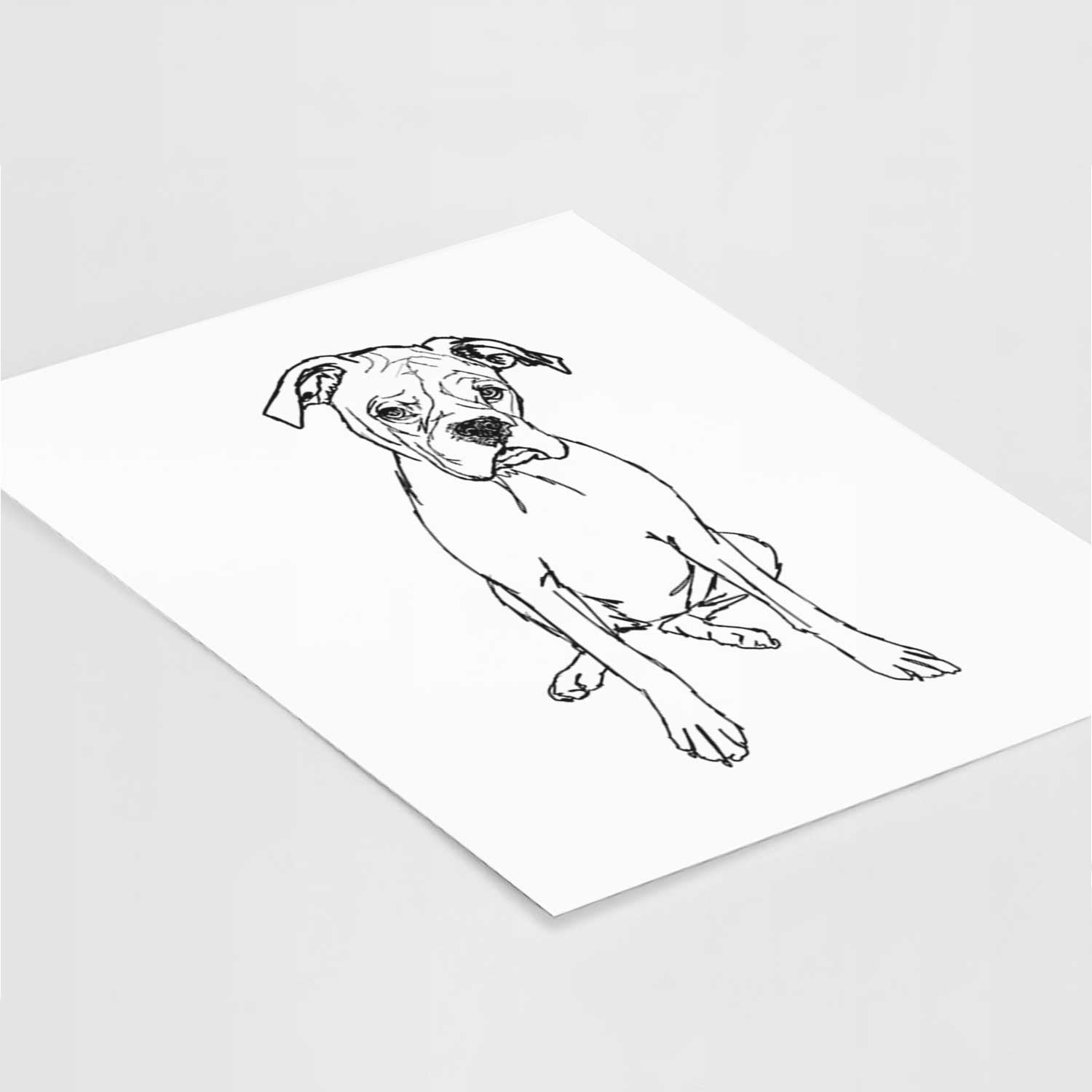 Doodled Ellie the Boxer Art Print