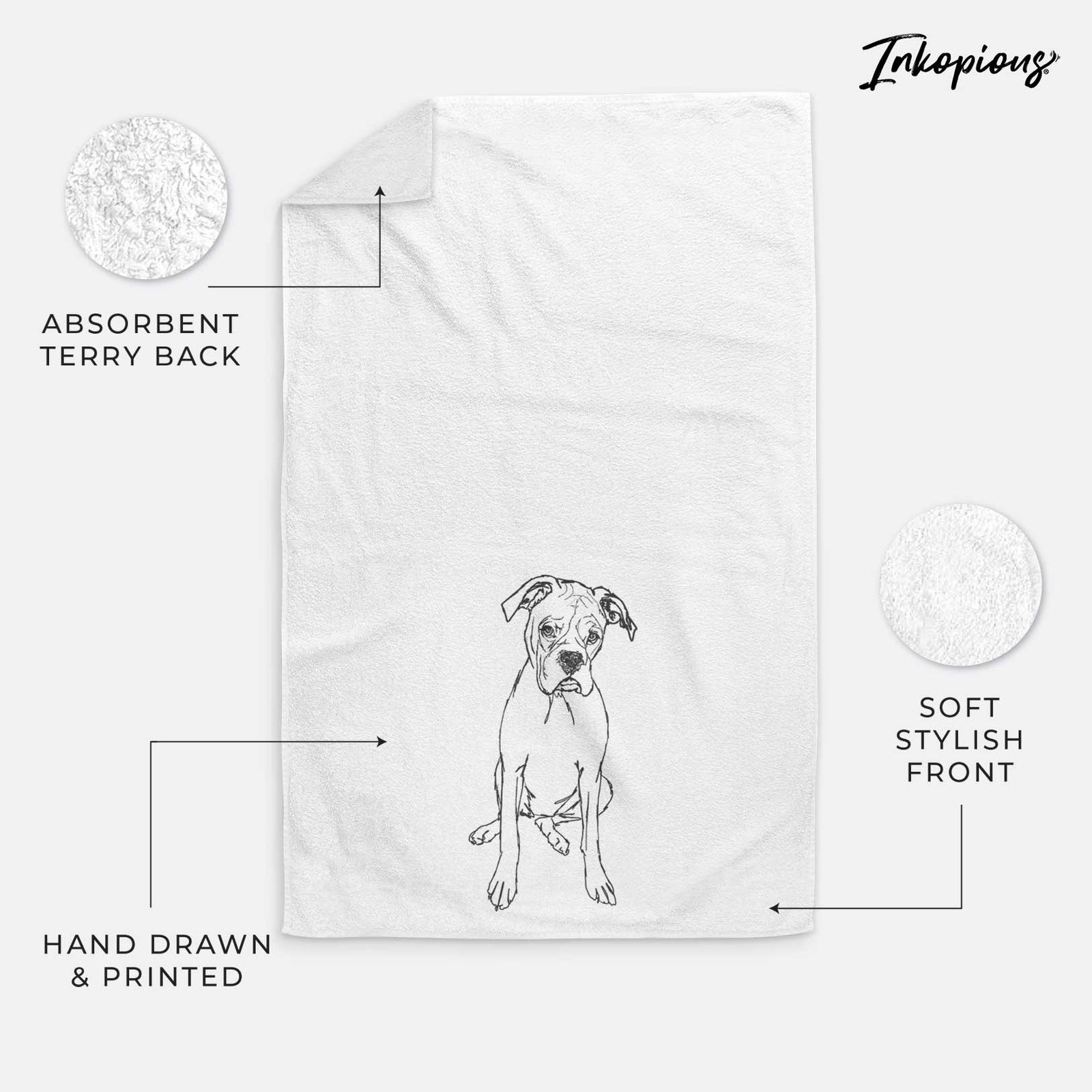 Doodled Ellie the Boxer Decorative Hand Towel