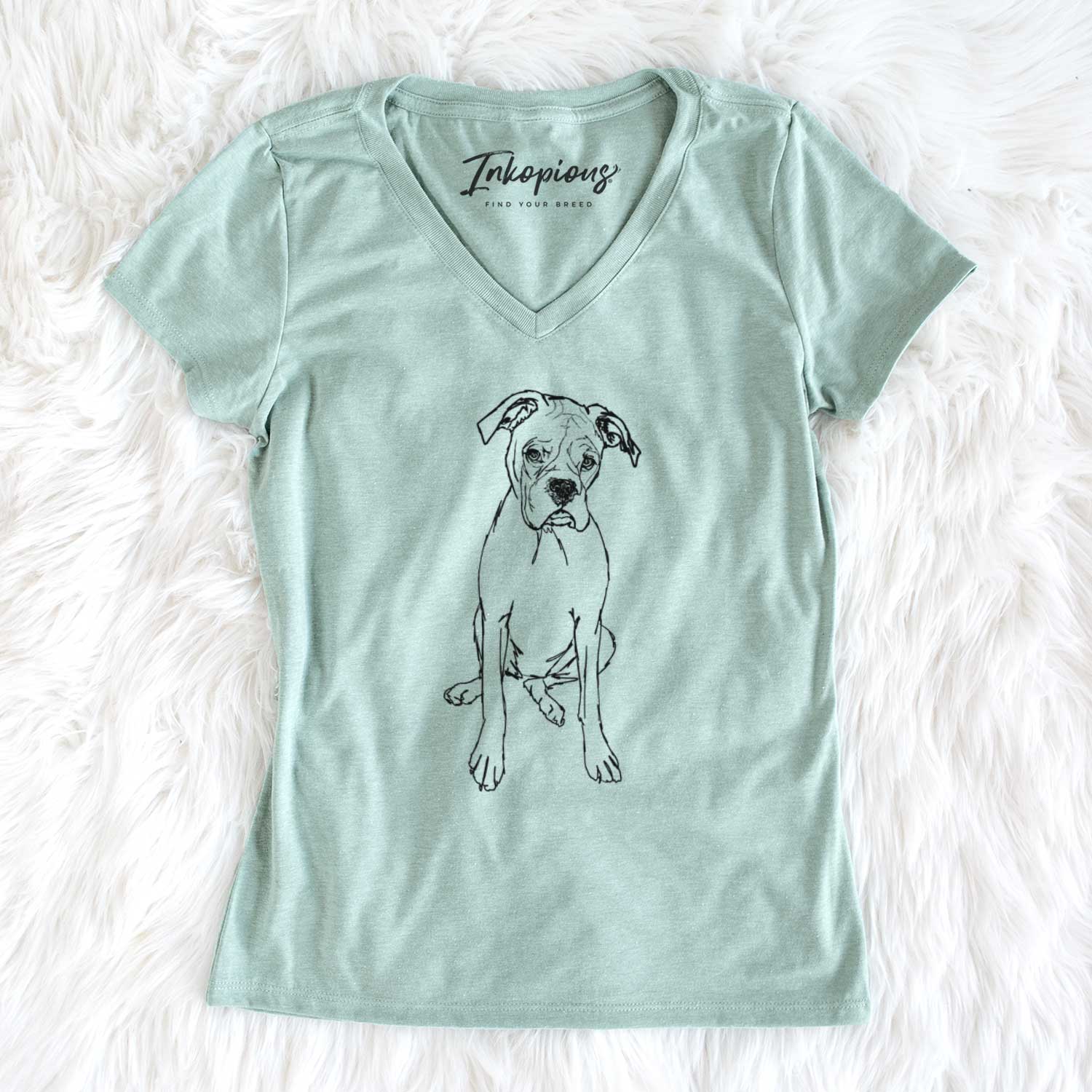 Doodled Ellie the Boxer - Women's V-neck Shirt