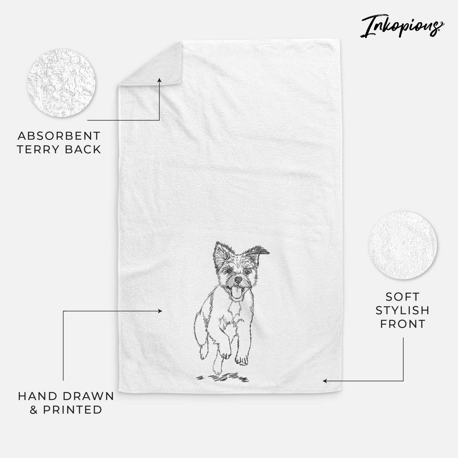 Doodled Elvin the Border Terrier Decorative Hand Towel