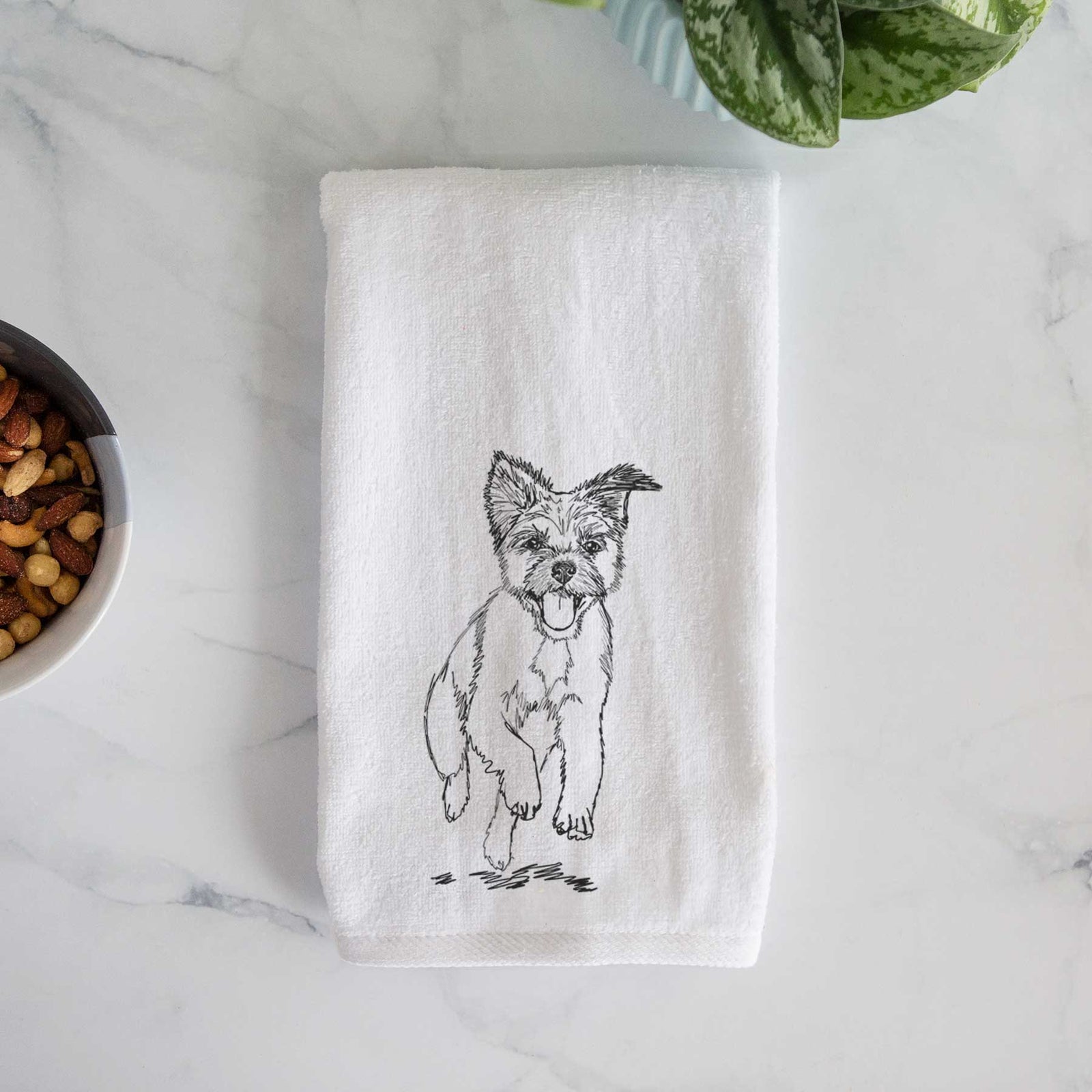 Doodled Elvin the Border Terrier Decorative Hand Towel