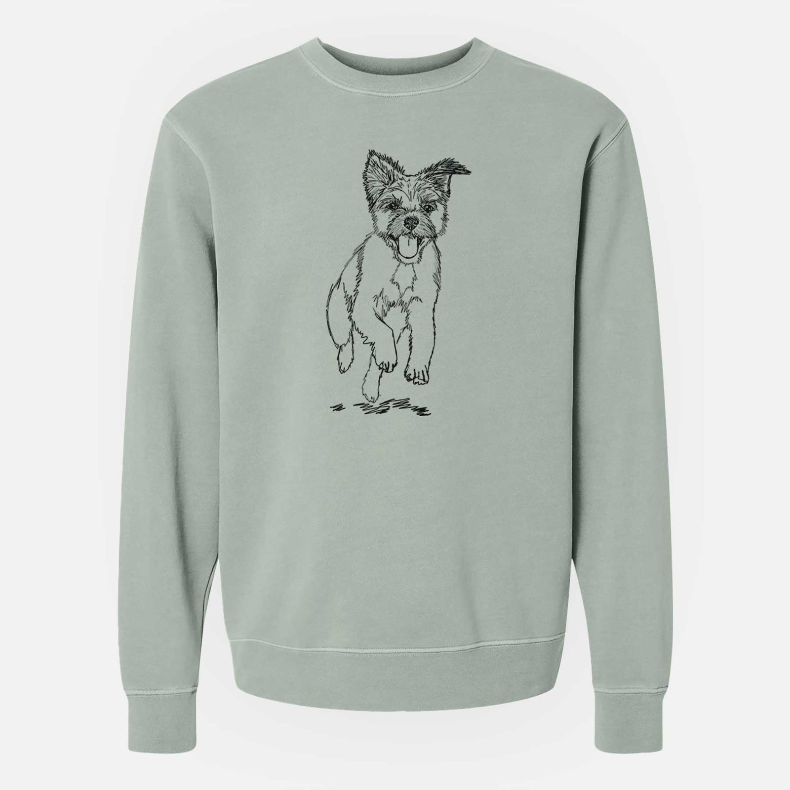Doodled Elvin the Border Terrier - Unisex Pigment Dyed Crew Sweatshirt