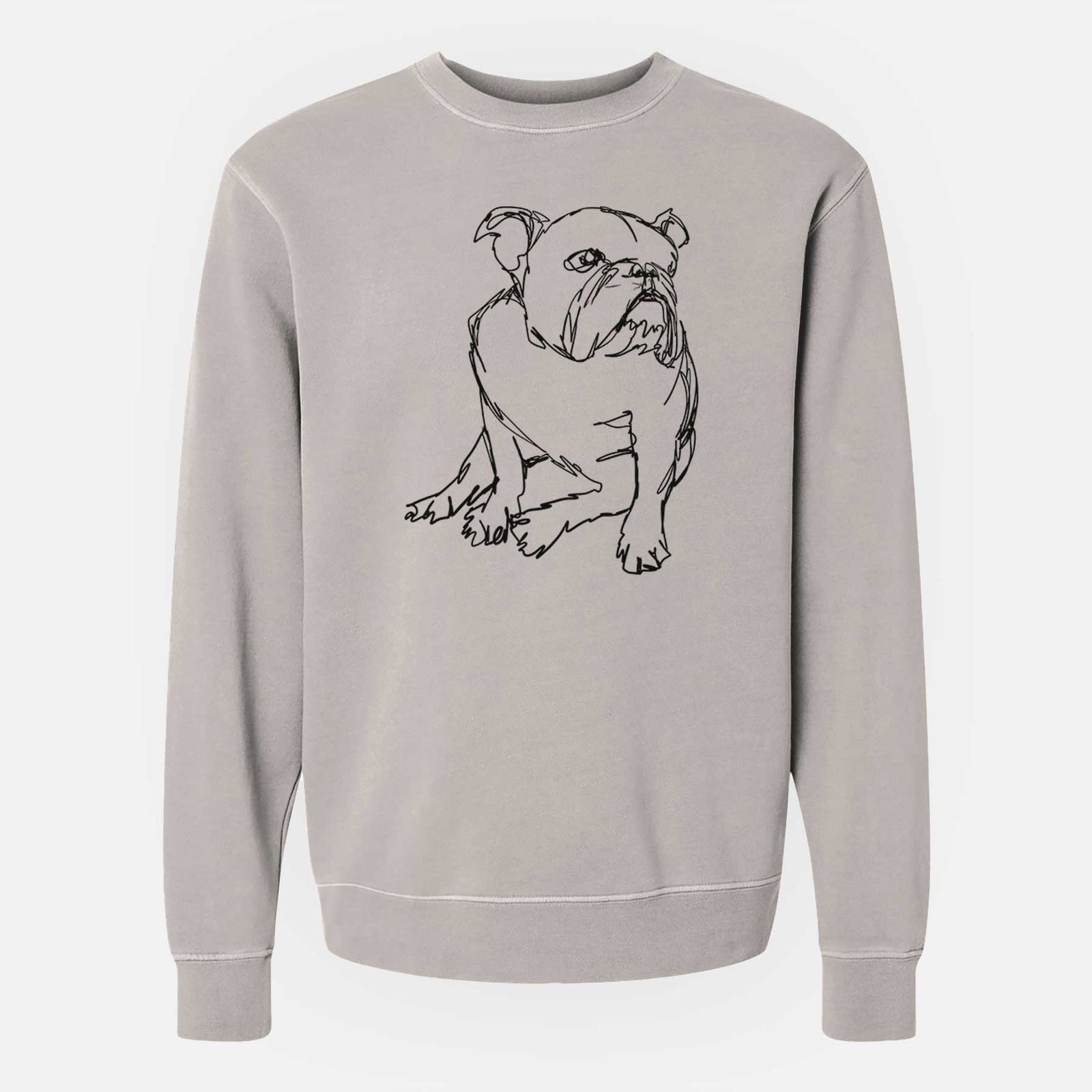Doodled English Bulldog the - Unisex Pigment Dyed Crew Sweatshirt