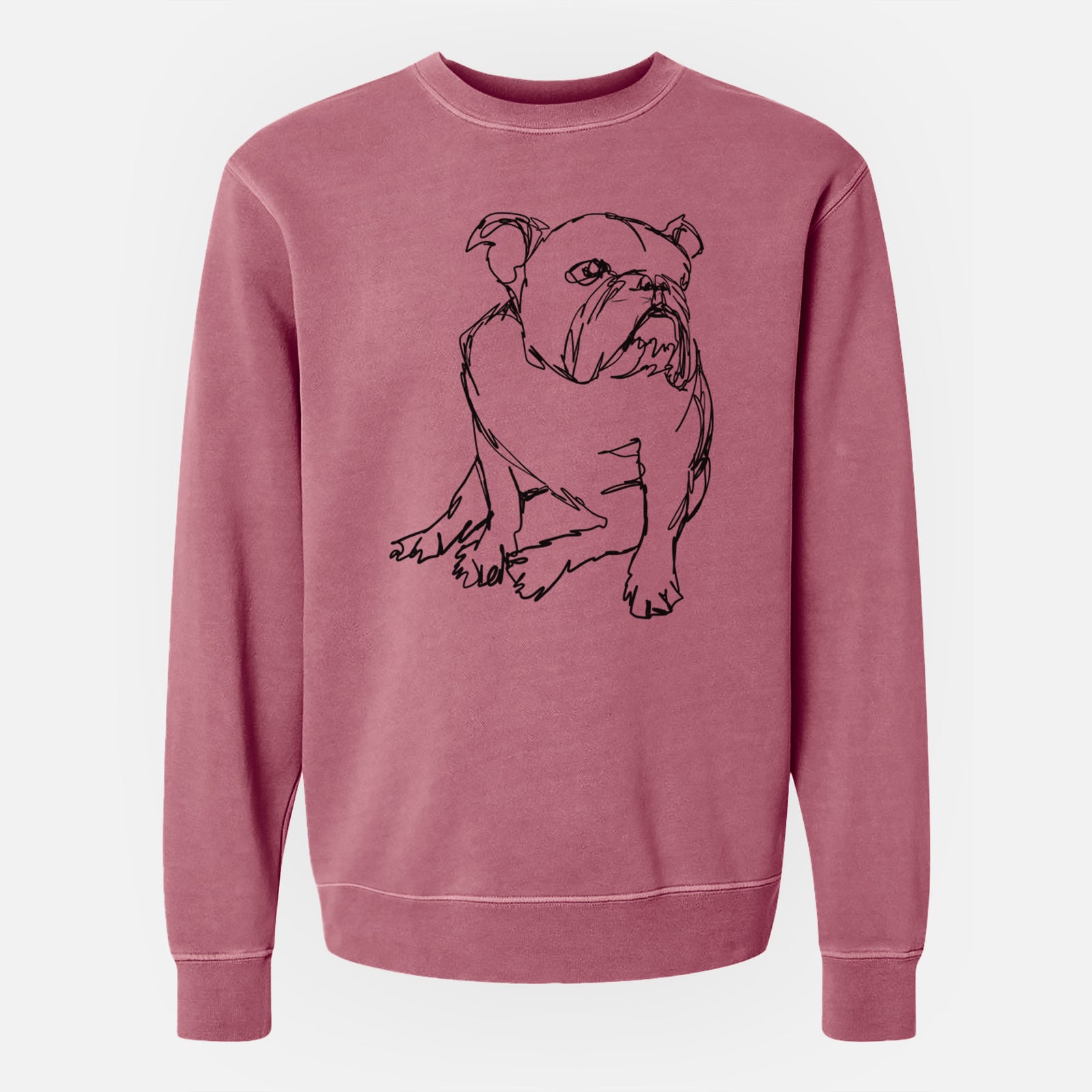 Doodled English Bulldog the - Unisex Pigment Dyed Crew Sweatshirt