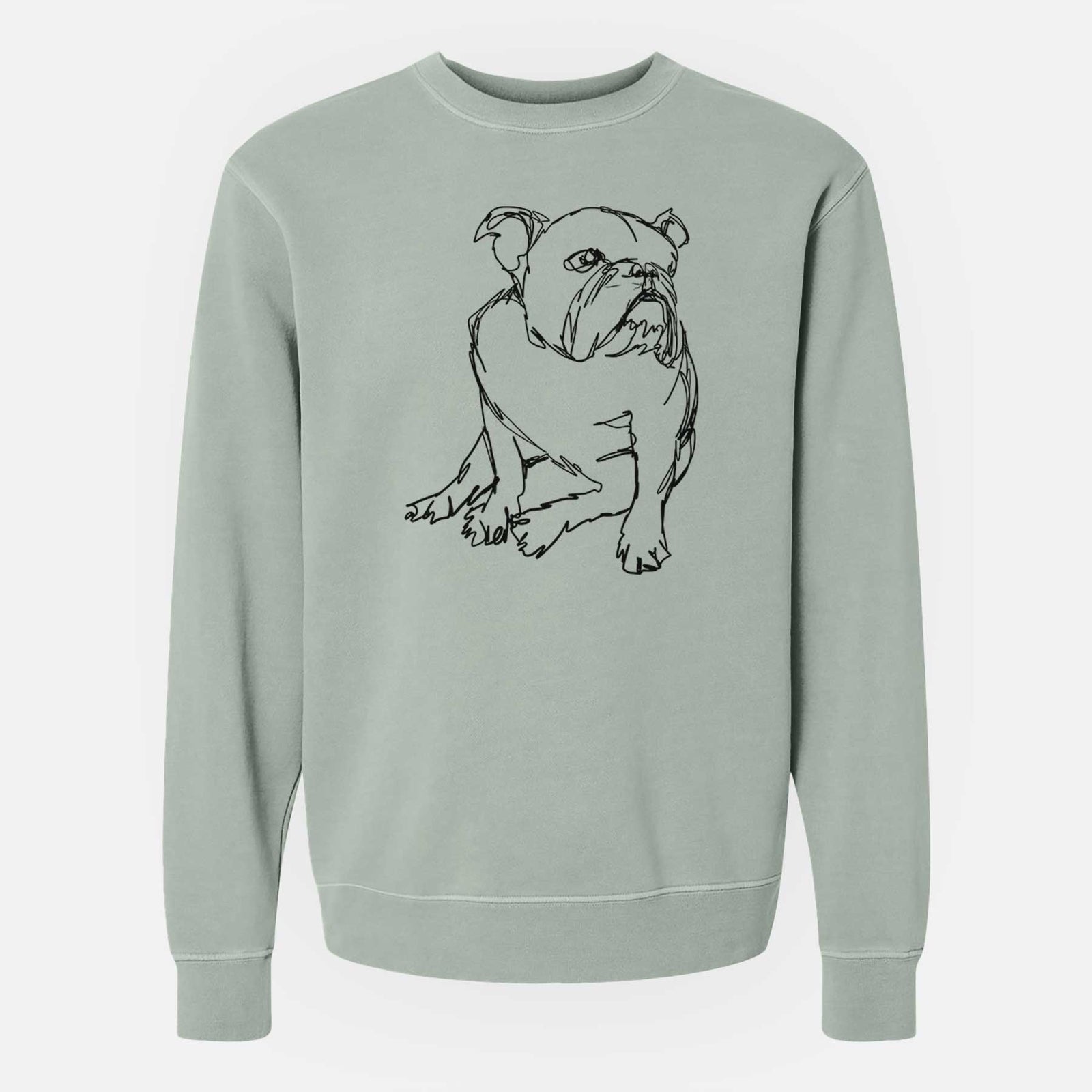 Doodled English Bulldog the - Unisex Pigment Dyed Crew Sweatshirt