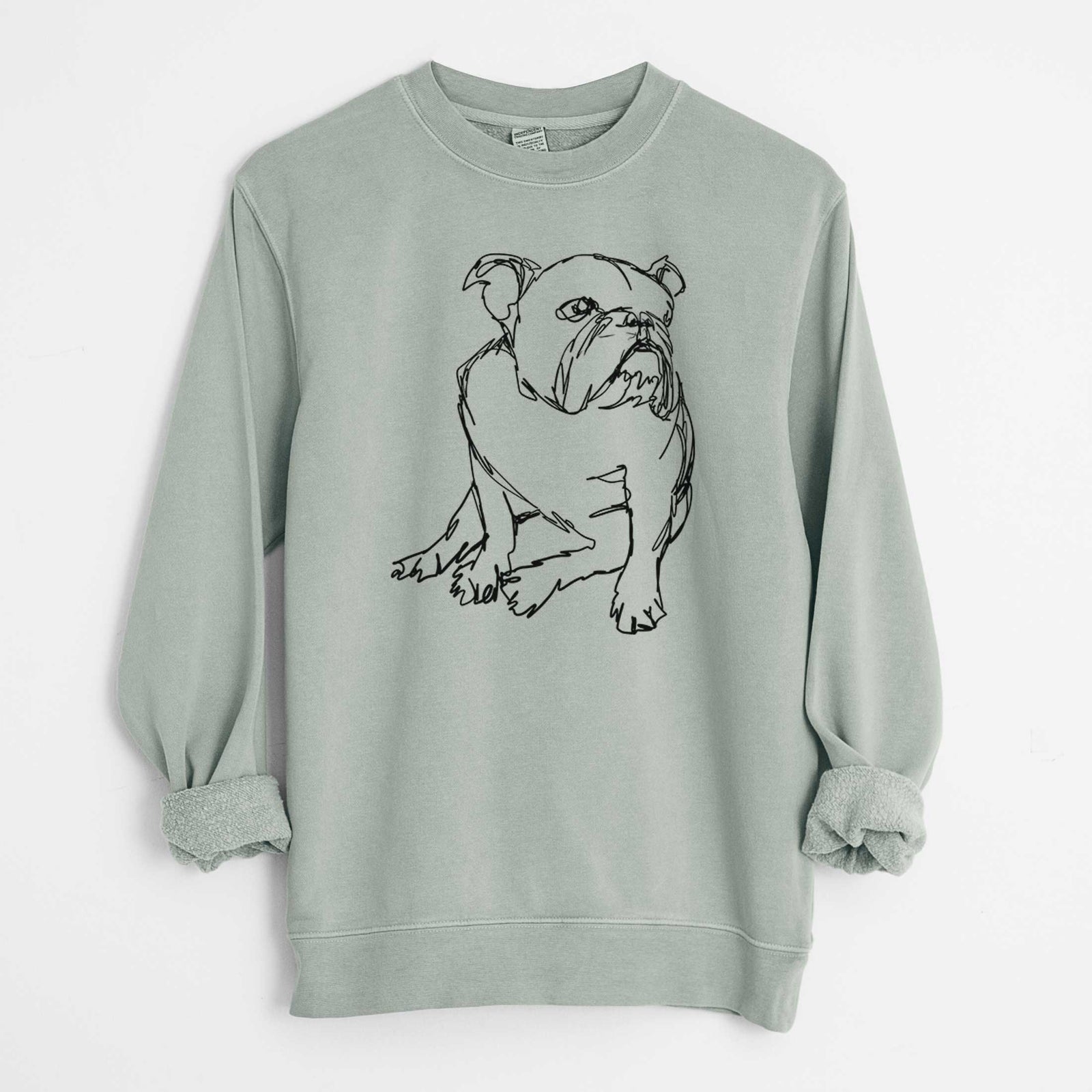 Doodled English Bulldog the - Unisex Pigment Dyed Crew Sweatshirt