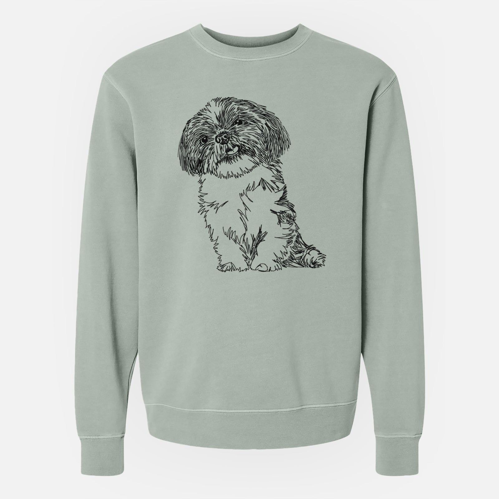 Doodled Ethel the Shih Tzu - Unisex Pigment Dyed Crew Sweatshirt