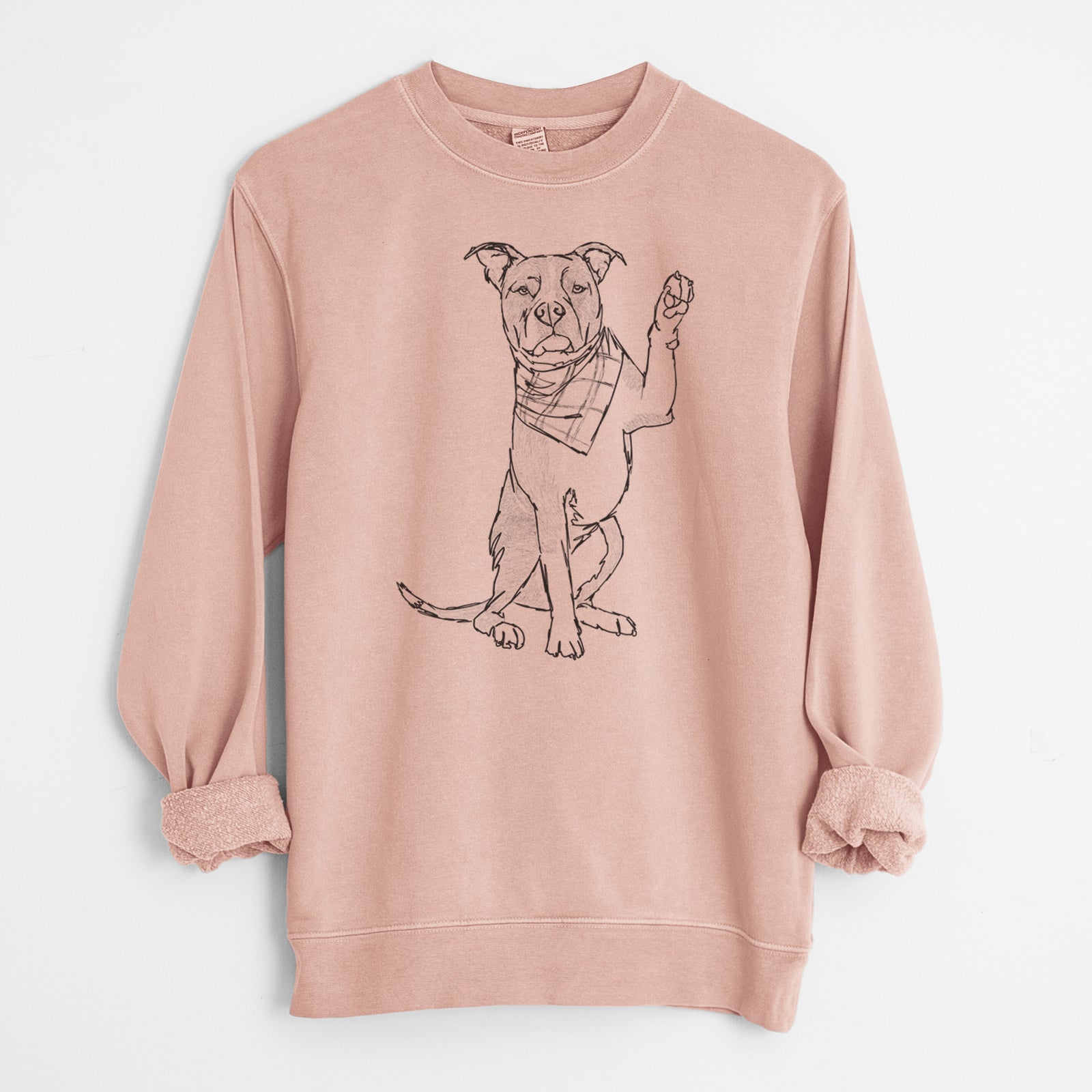 Doodled Fancy the American Staffordshire Terrier - Unisex Pigment Dyed Crew Sweatshirt