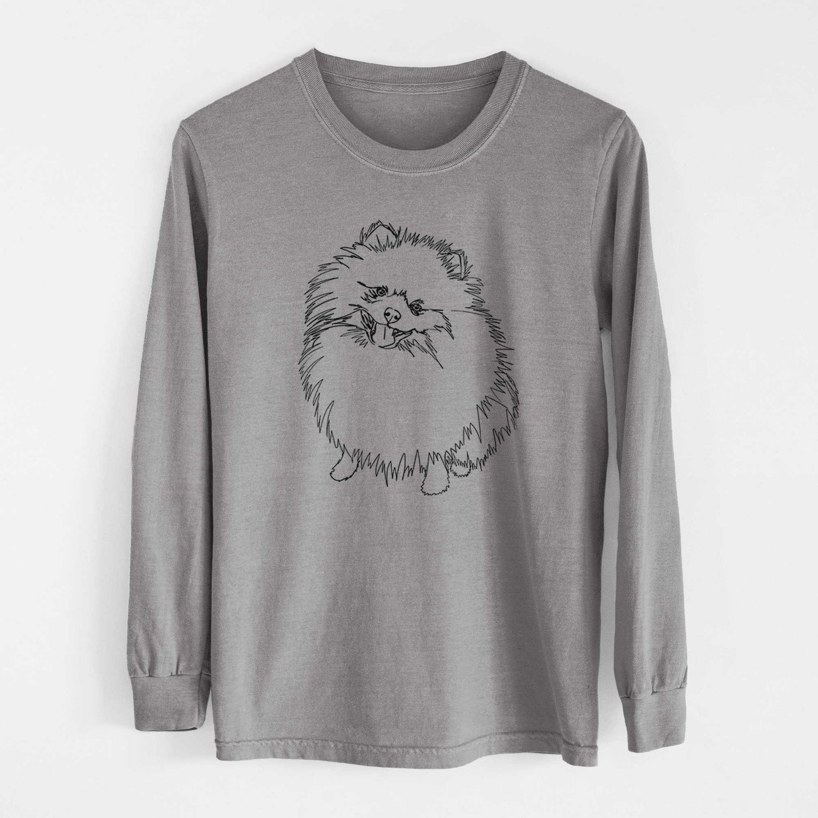 Doodled Fergus the Pomeranian - Heavyweight 100% Cotton Long Sleeve