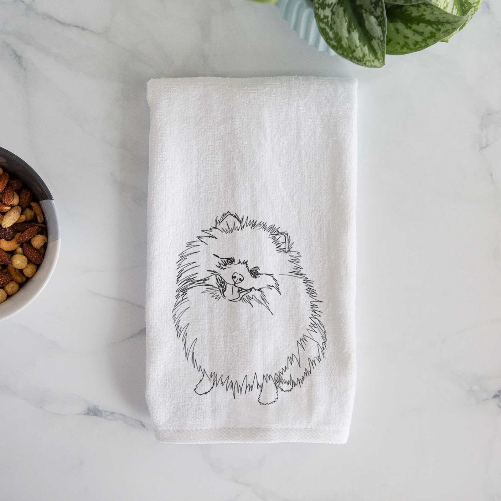 Doodled Fergus the Pomeranian Decorative Hand Towel