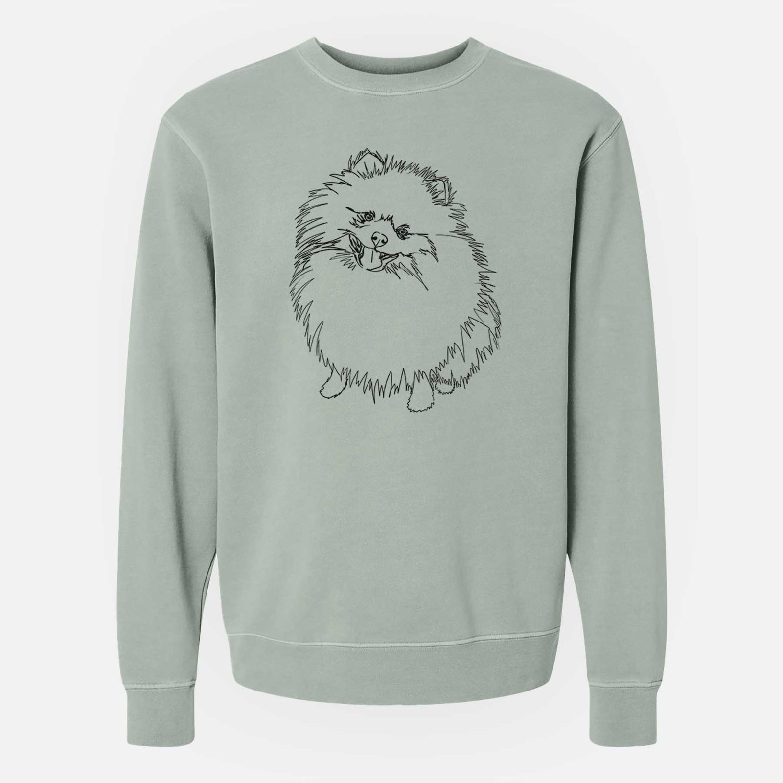 Doodled Fergus the Pomeranian - Unisex Pigment Dyed Crew Sweatshirt