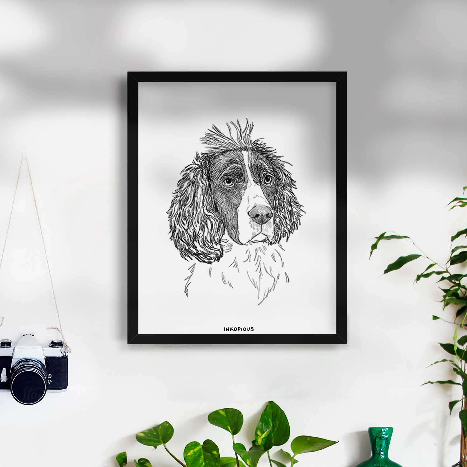 Doodled Fern the English Springer Spaniel Art Print