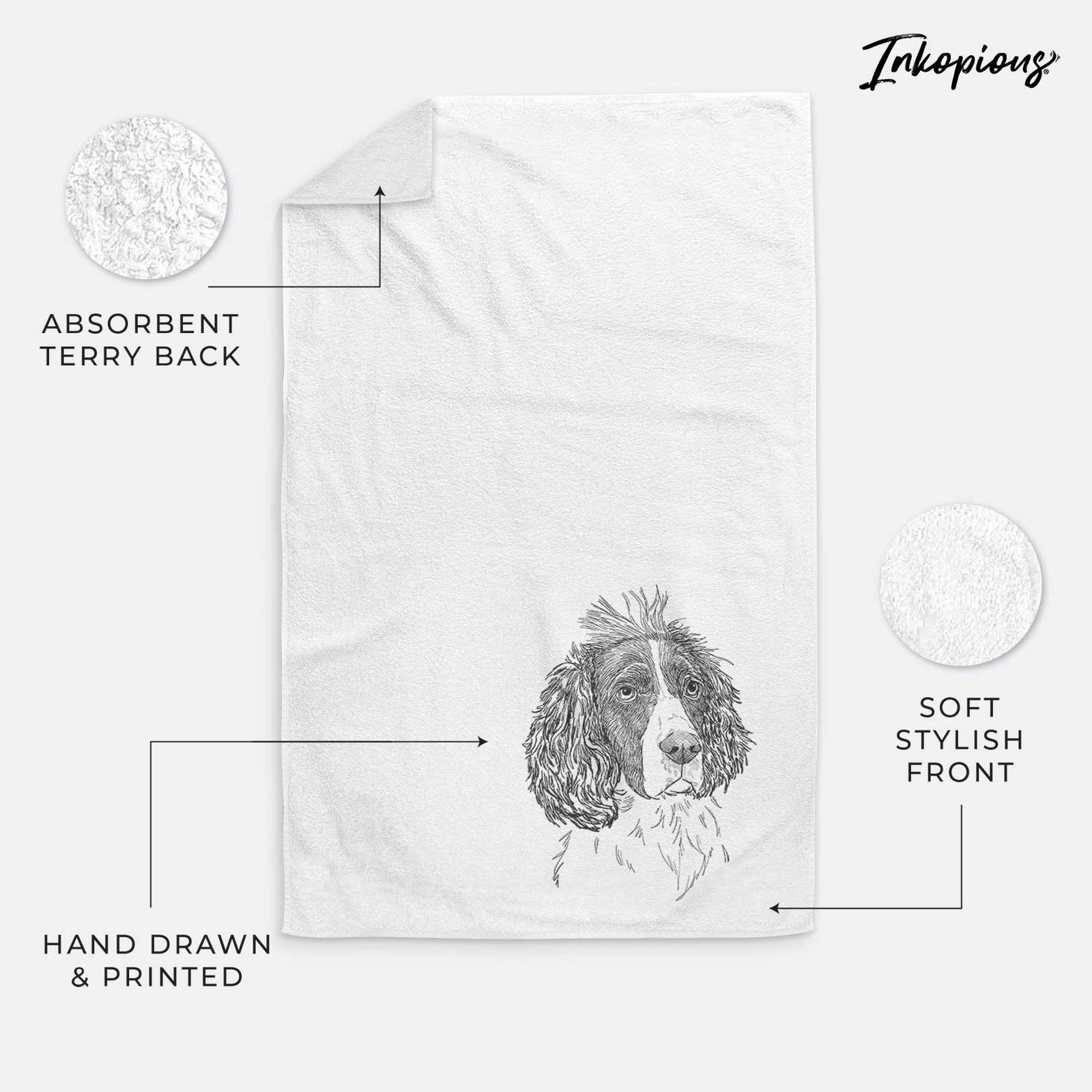 Doodled Fern the English Springer Spaniel Decorative Hand Towel