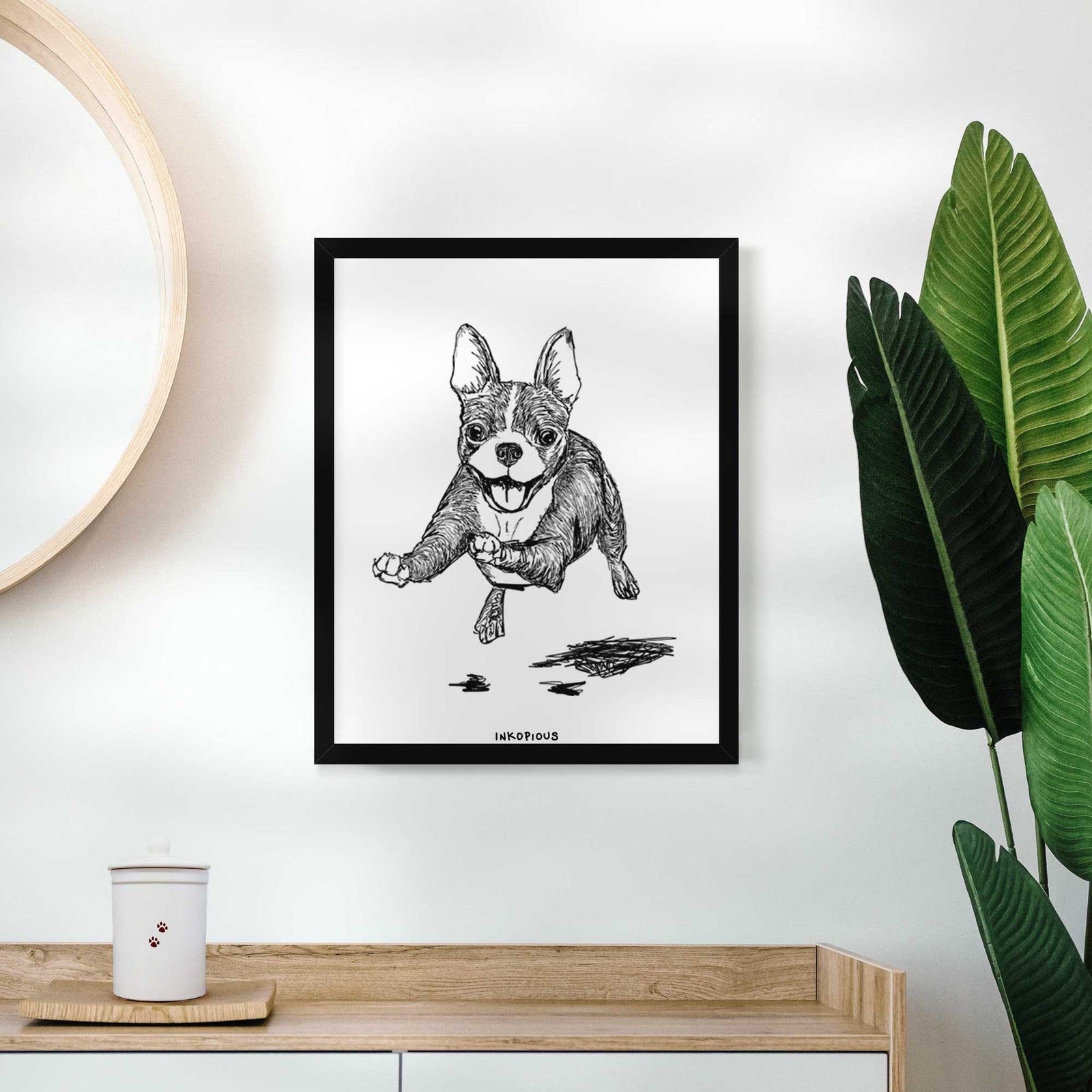Doodled FiFi the Boston Terrier Art Print