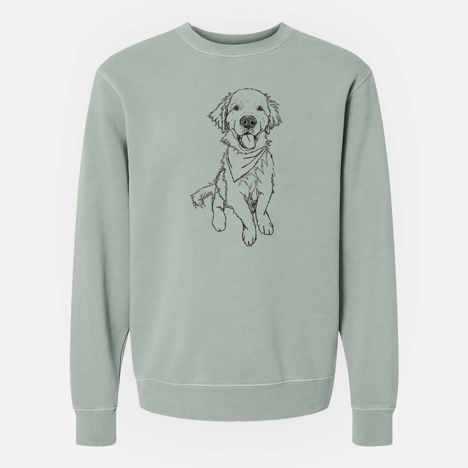 Doodled Finley the Golden Retriever Puppy - Unisex Pigment Dyed Crew Sweatshirt