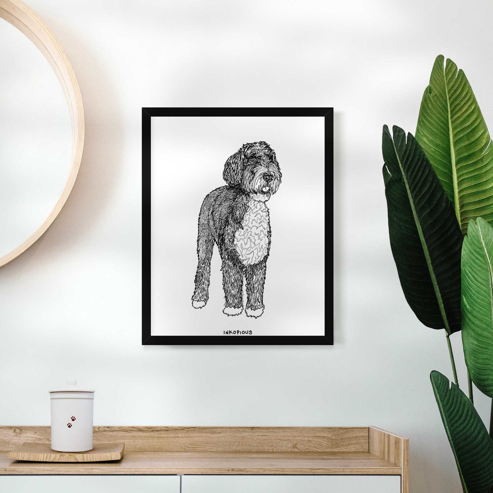 Doodled Finn the Bernedoodle Art Print