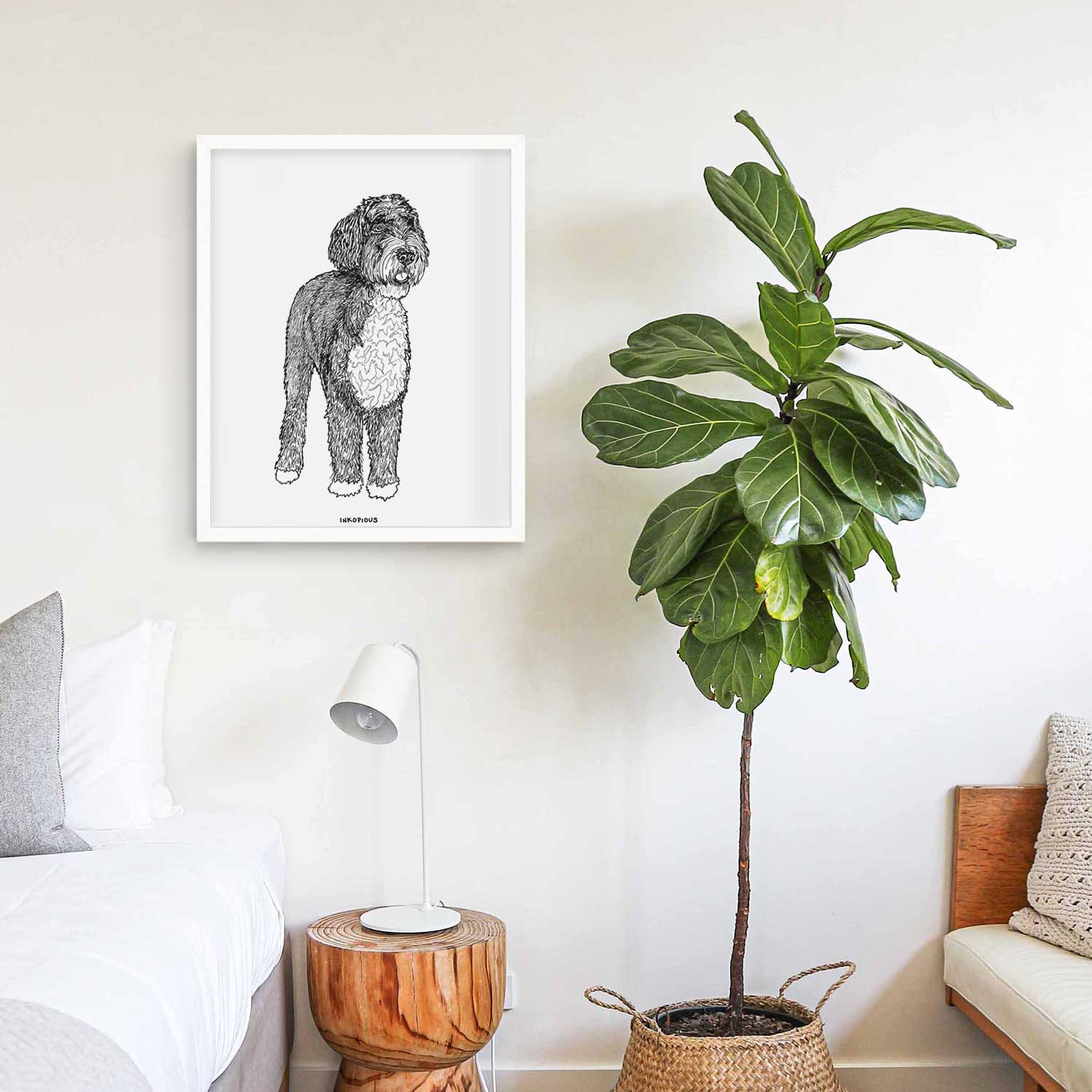 Doodled Finn the Bernedoodle Art Print