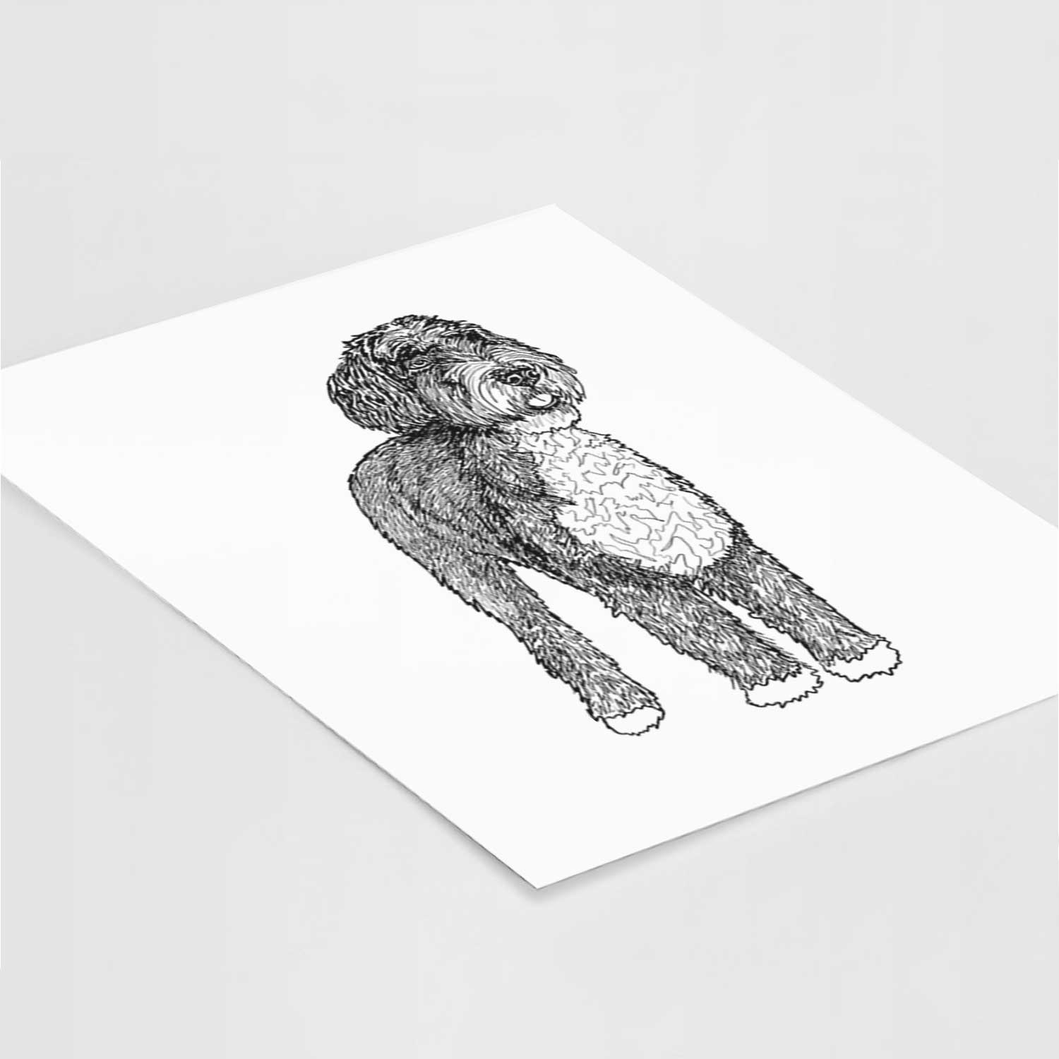 Doodled Finn the Bernedoodle Art Print