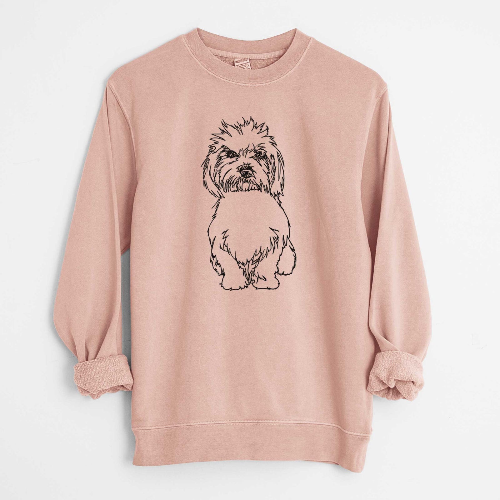 Doodled Fluffers the Coton de Tulear - Unisex Pigment Dyed Crew Sweatshirt