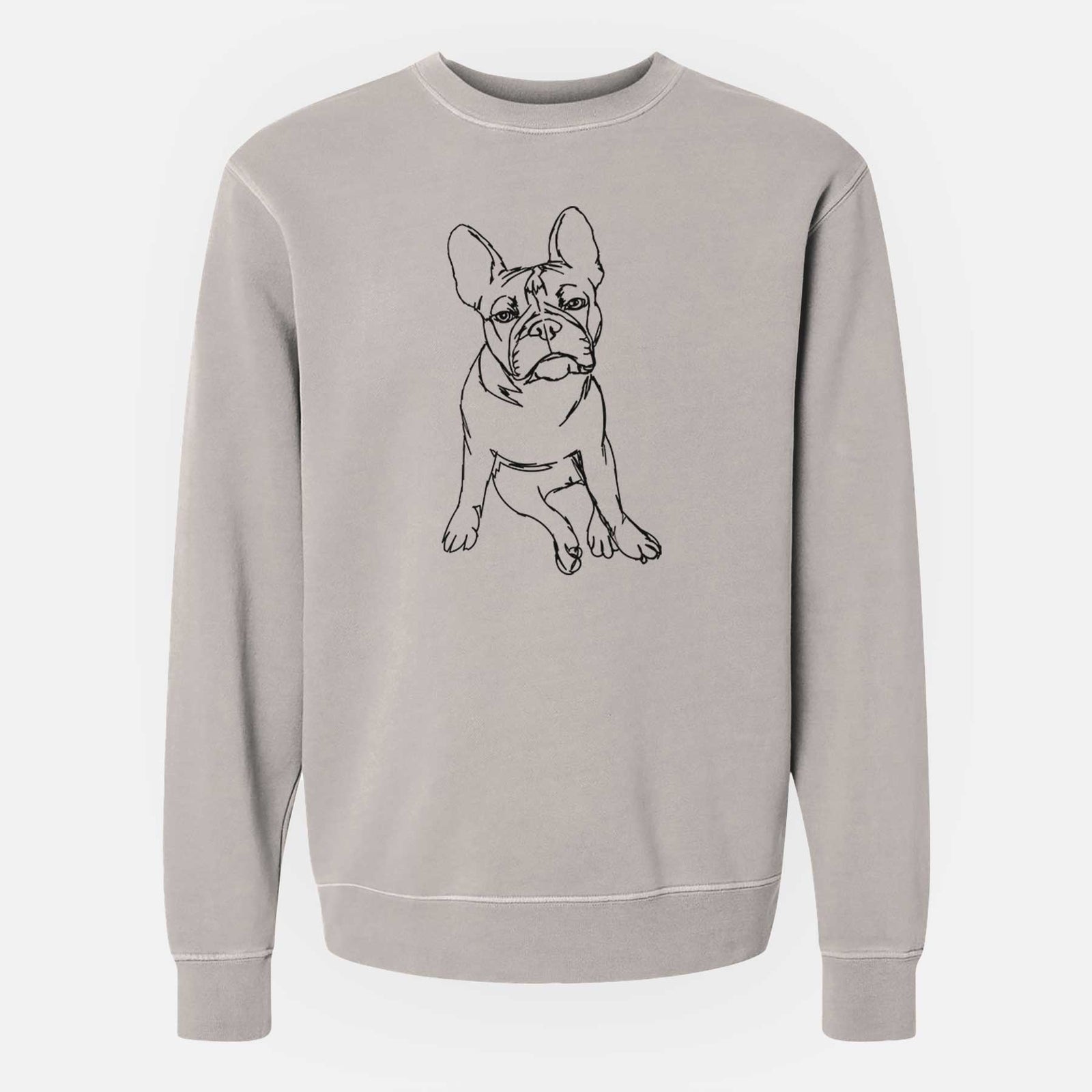 Doodled Frankenstein the French Bulldog Puppy - Unisex Pigment Dyed Crew Sweatshirt