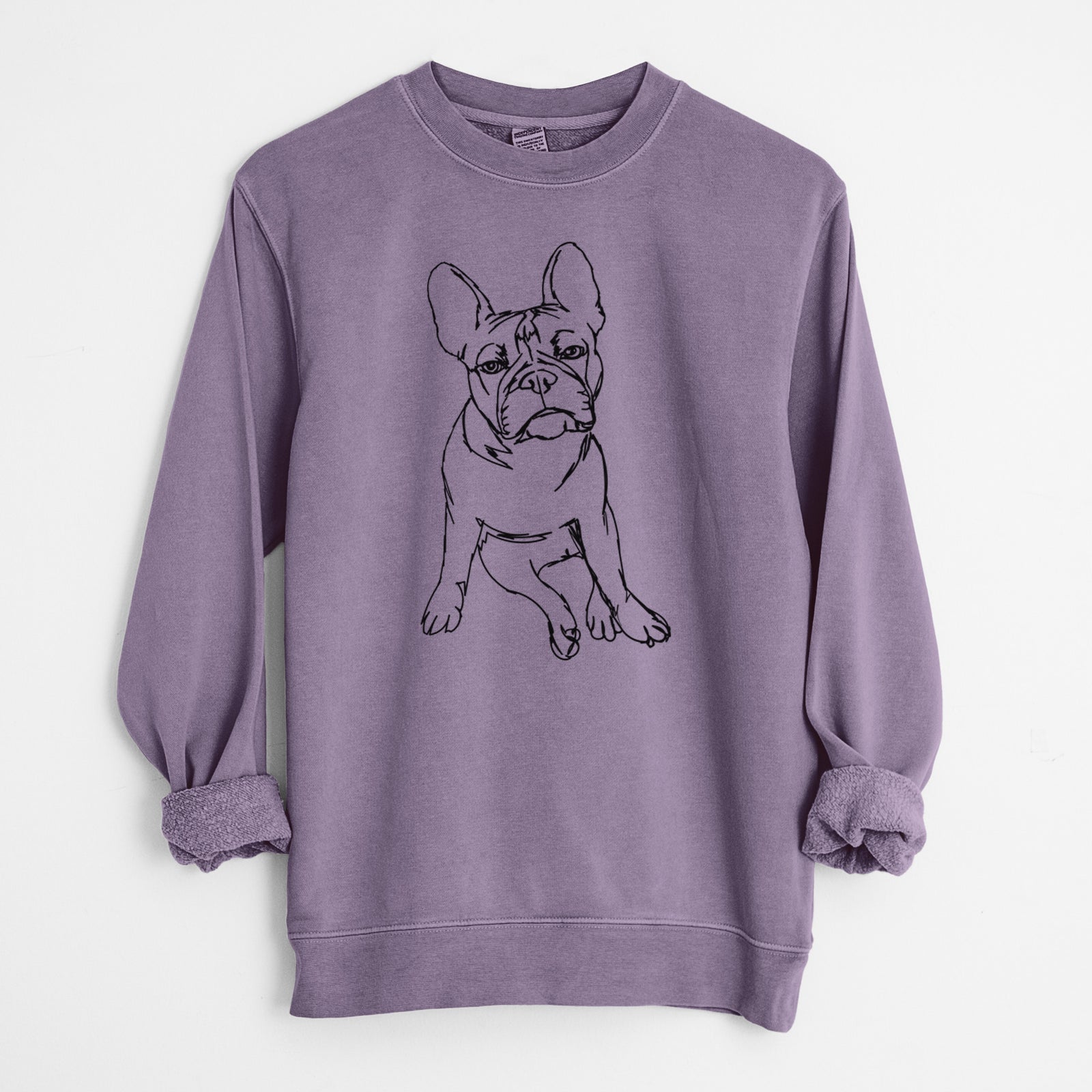 Doodled Frankenstein the French Bulldog Puppy - Unisex Pigment Dyed Crew Sweatshirt