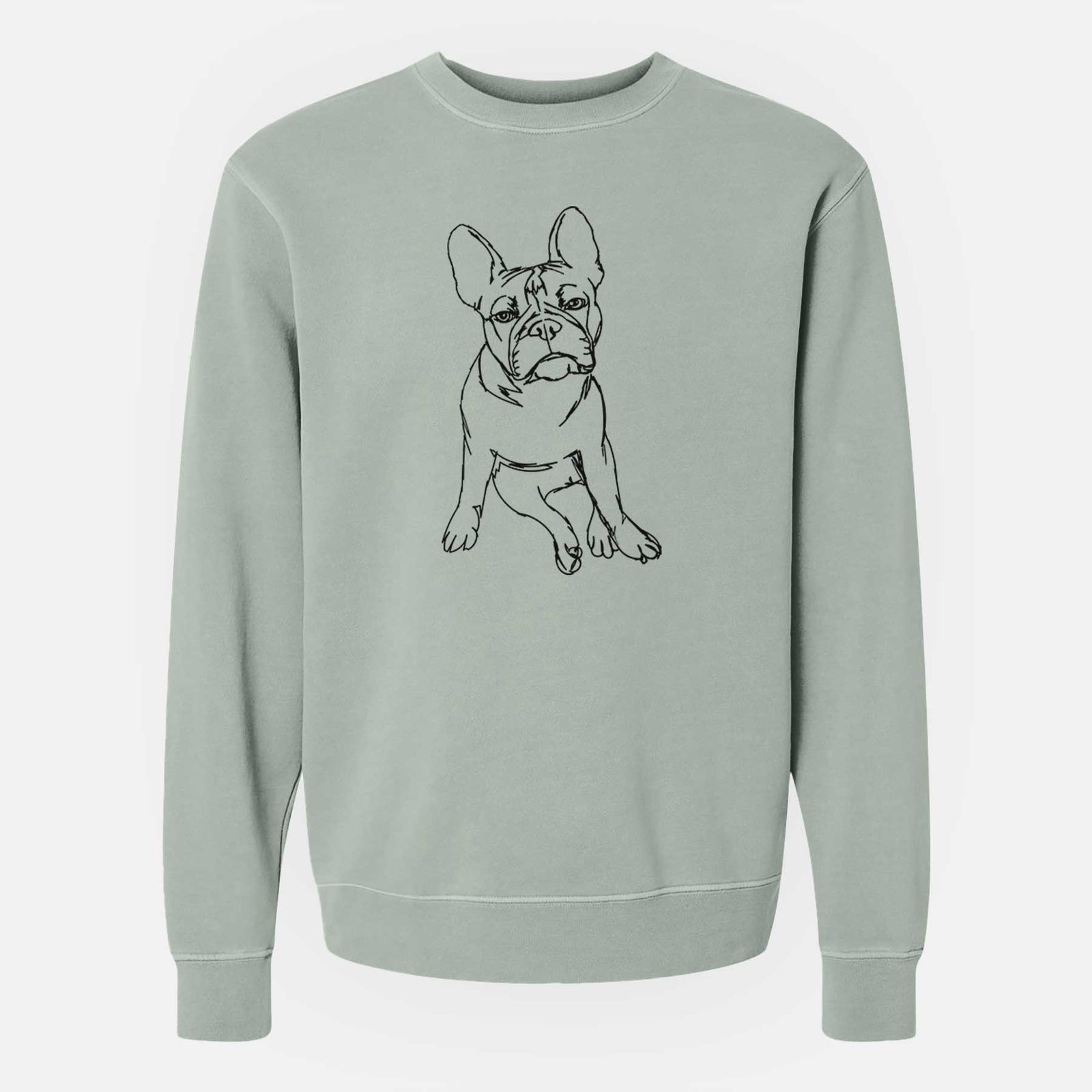 Doodled Frankenstein the French Bulldog Puppy - Unisex Pigment Dyed Crew Sweatshirt