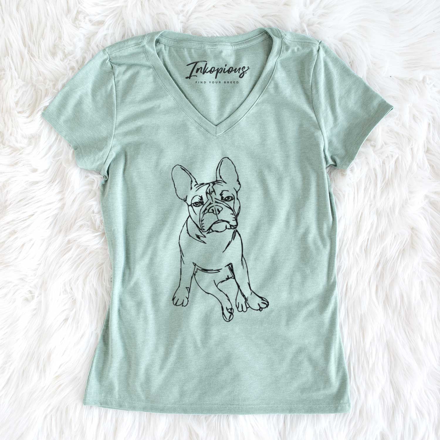 Doodled Frankenstein the French Bulldog - Women's V-neck Shirt