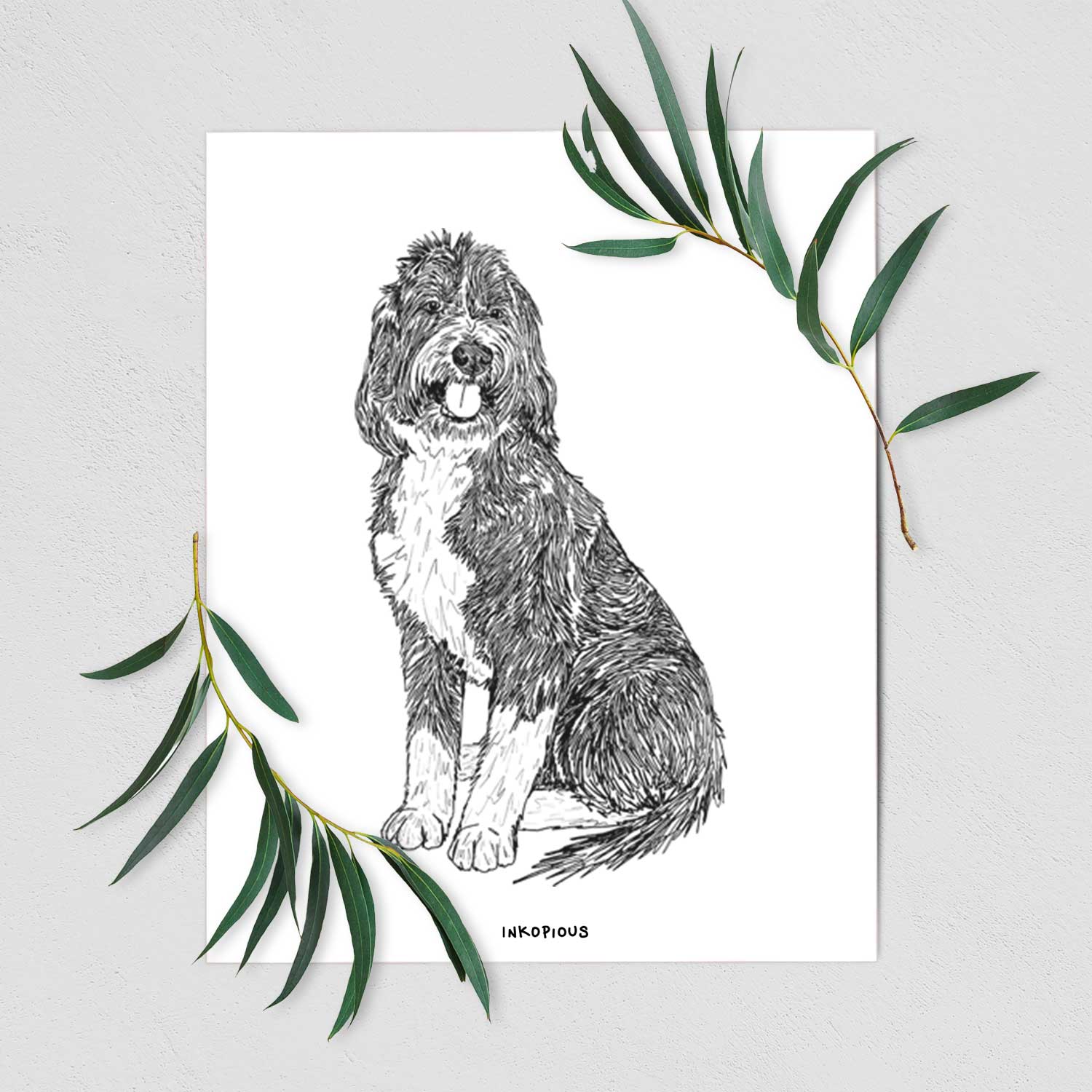 Doodled Fred the Saint Berdoodle Art Print