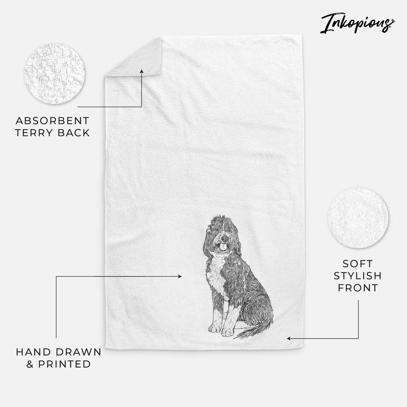 Doodled Fred the Saint Berdoodle Decorative Hand Towel