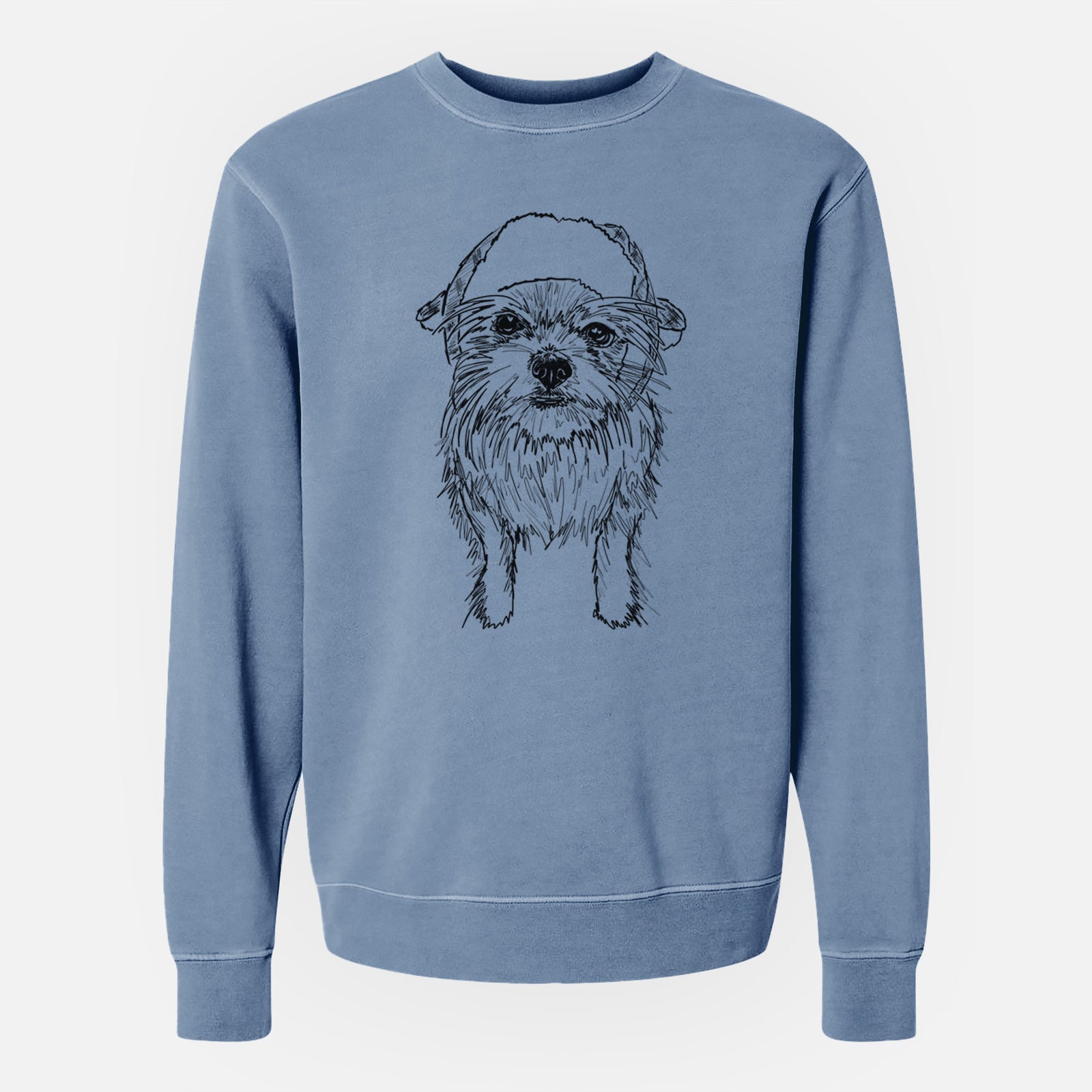 Doodled Gambit the Long Haired Chihuahua - Unisex Pigment Dyed Crew Sweatshirt