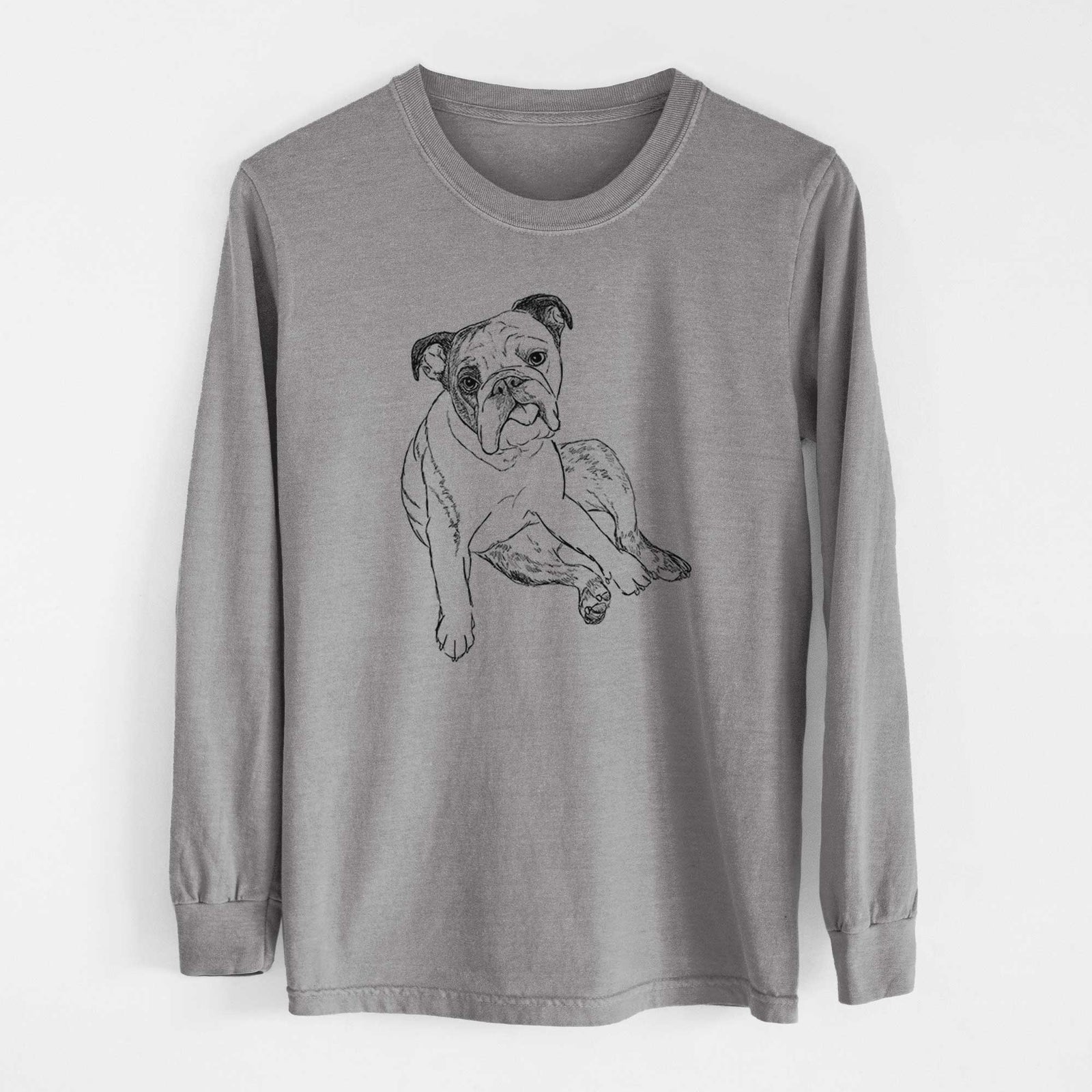 Doodled Gemma the English Bulldog - Heavyweight 100% Cotton Long Sleeve