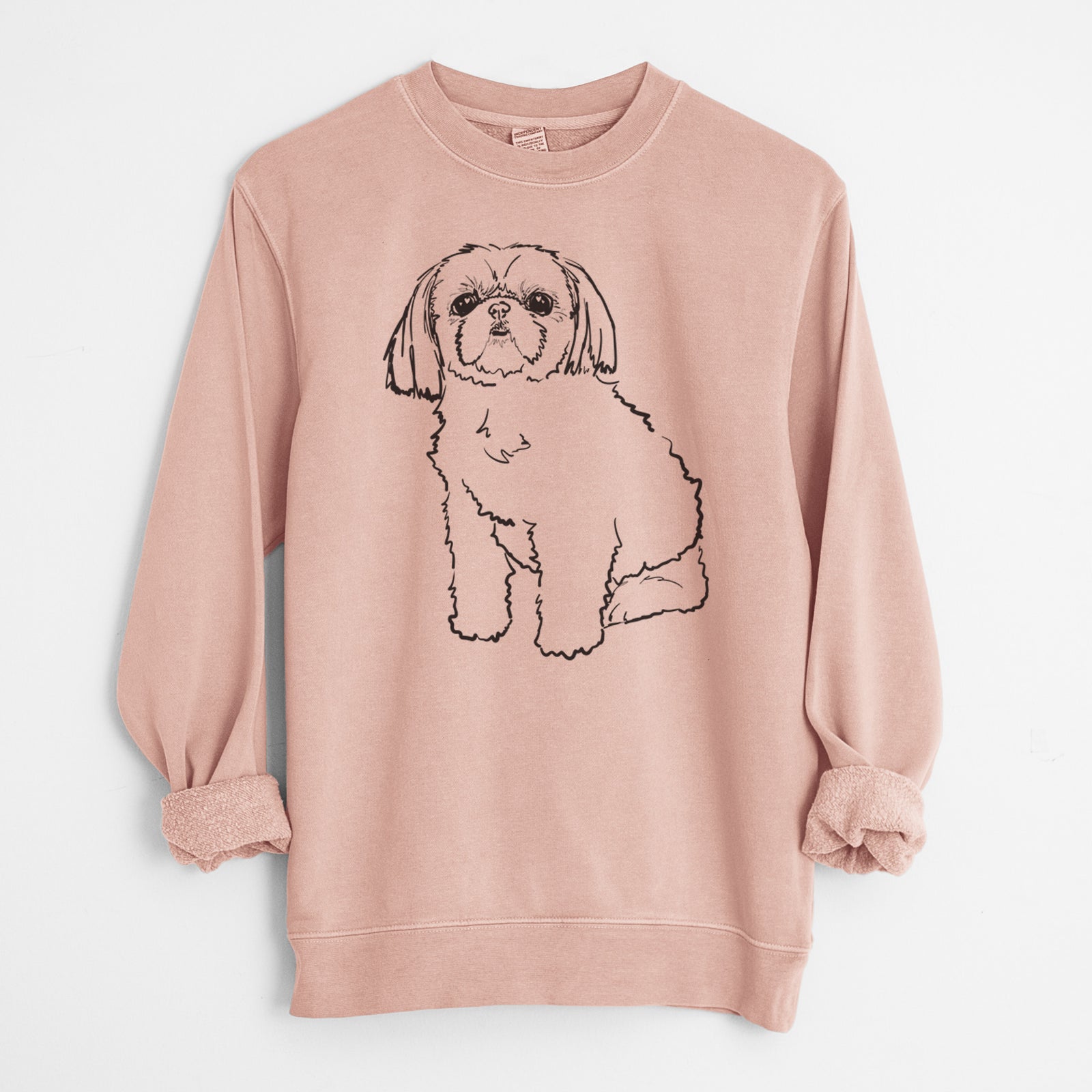 Doodled Georgia the Shih Tzu - Unisex Pigment Dyed Crew Sweatshirt