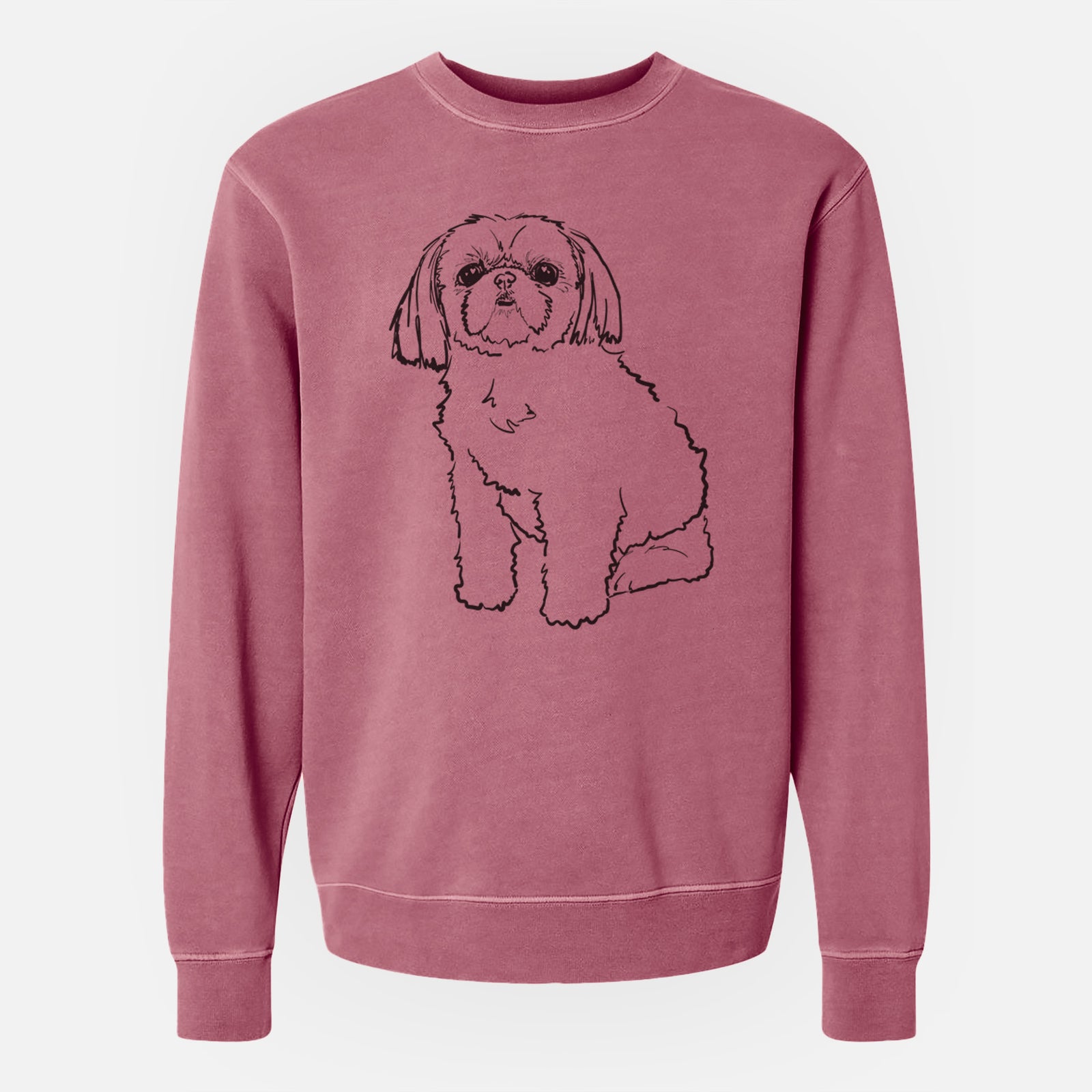 Doodled Georgia the Shih Tzu - Unisex Pigment Dyed Crew Sweatshirt