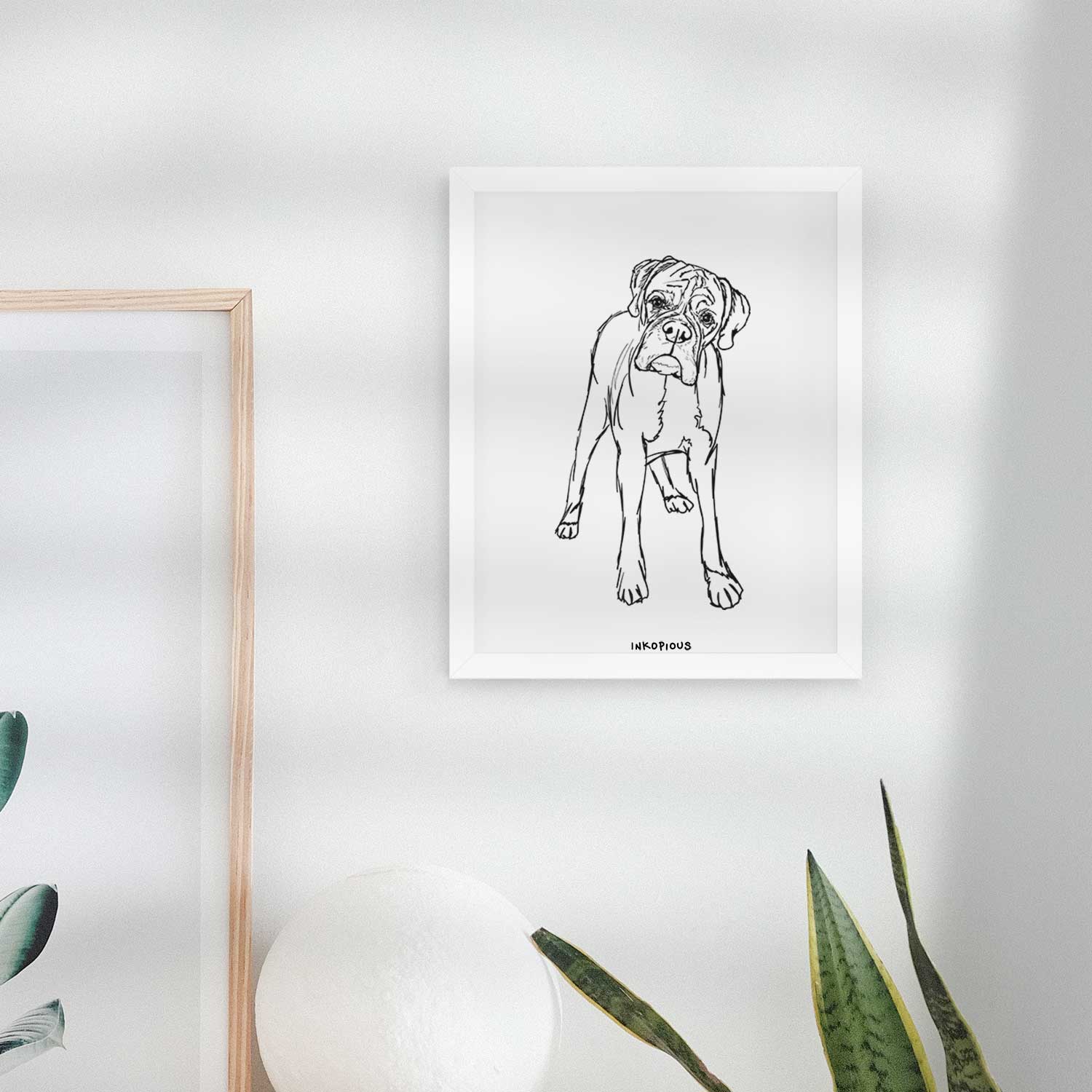 Doodled Georgie the Boxer Art Print