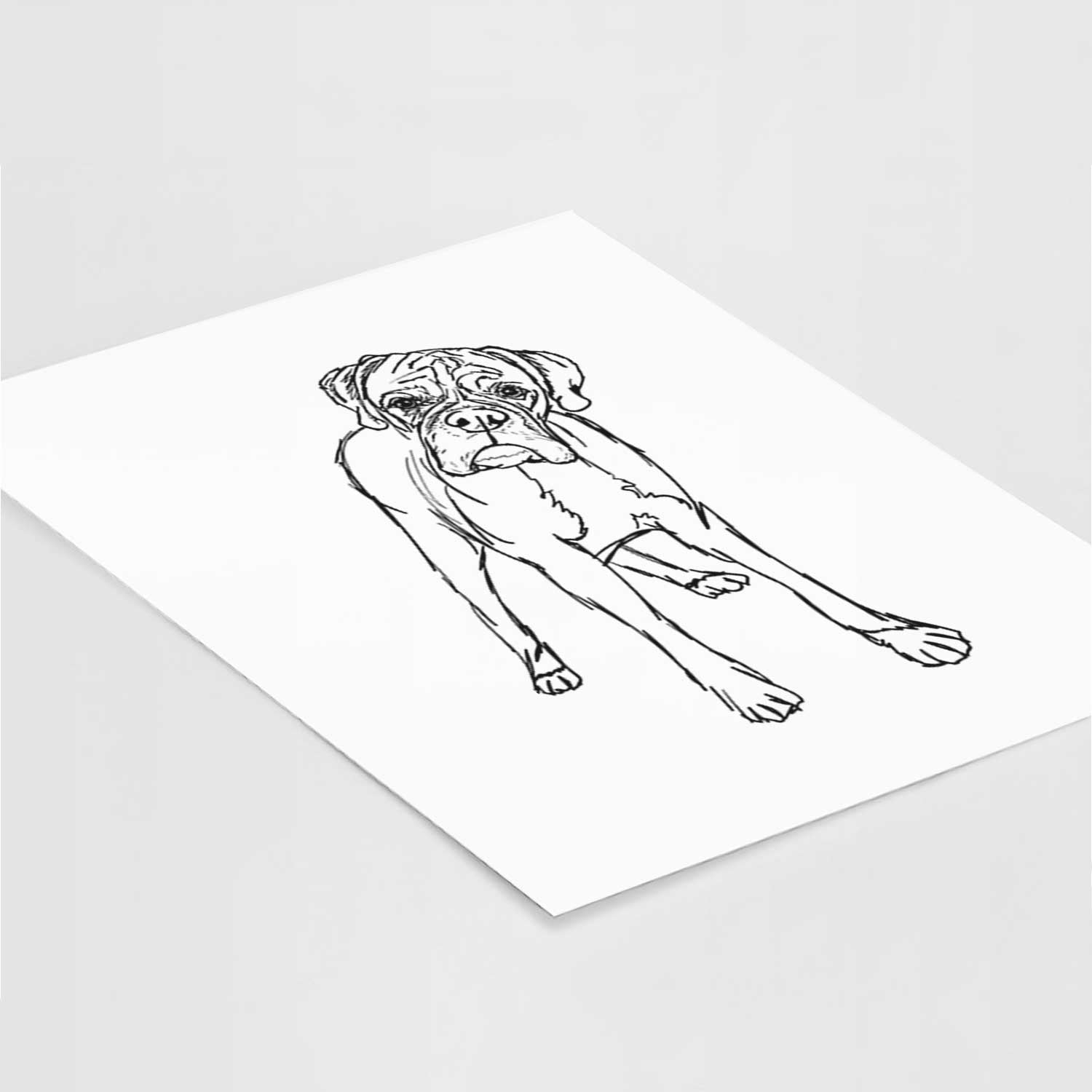 Doodled Georgie the Boxer Art Print