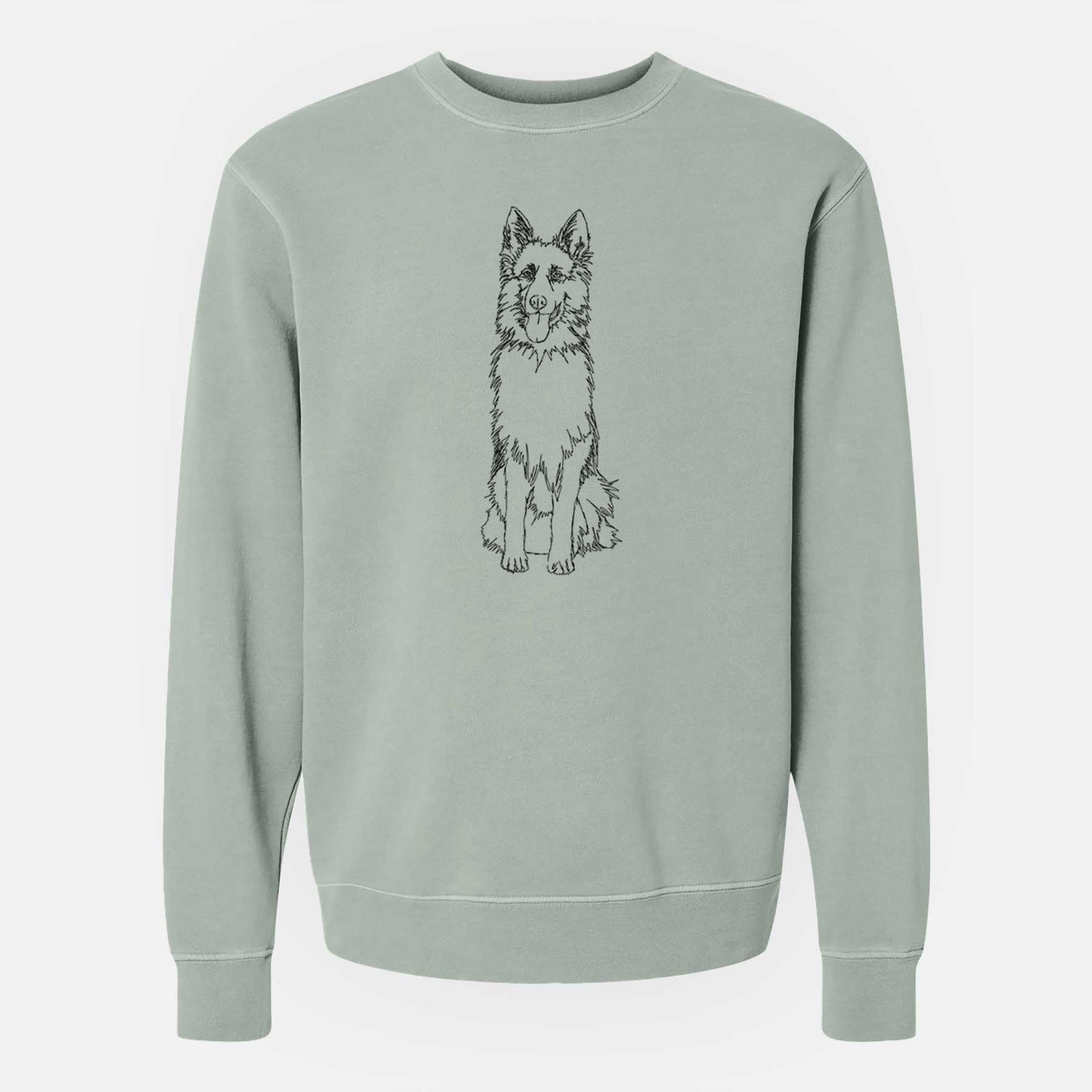 Doodled German Shepherd the - Unisex Pigment Dyed Crew Sweatshirt