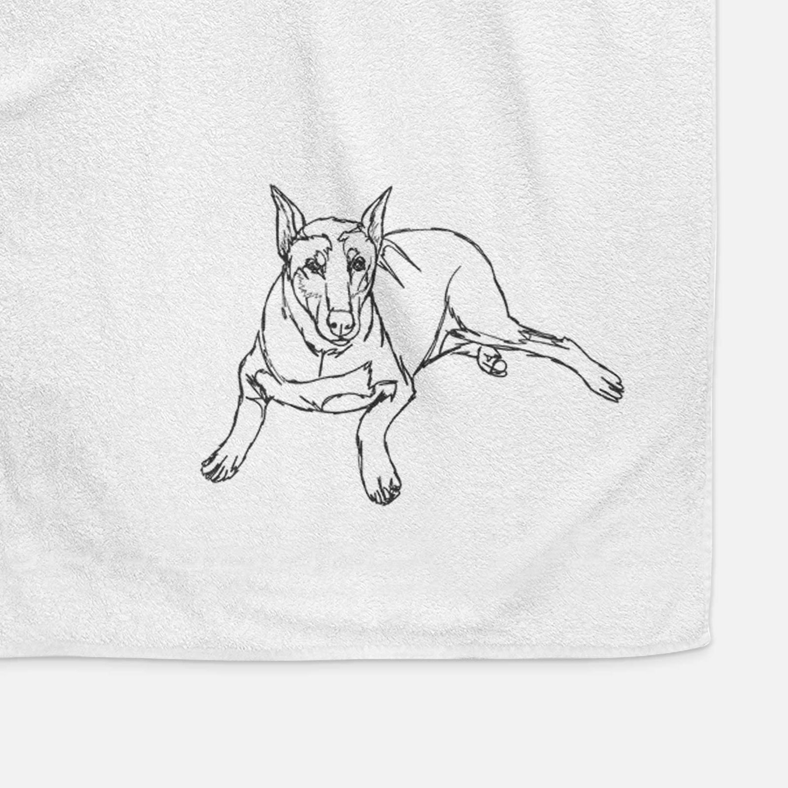 Doodled Ginger the Doberman Pinscher Decorative Hand Towel