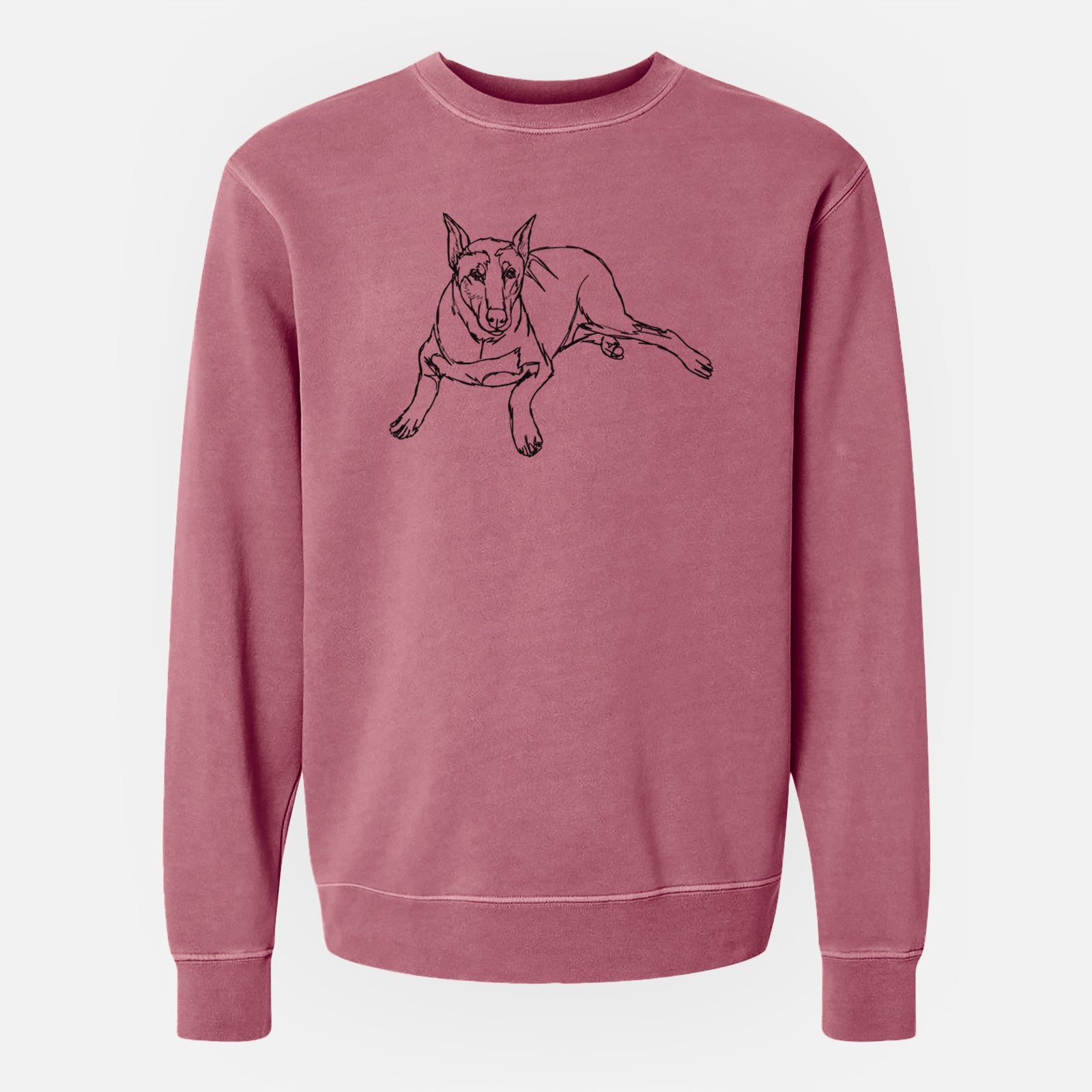 Doodled Ginger the Doberman Pinscher - Unisex Pigment Dyed Crew Sweatshirt